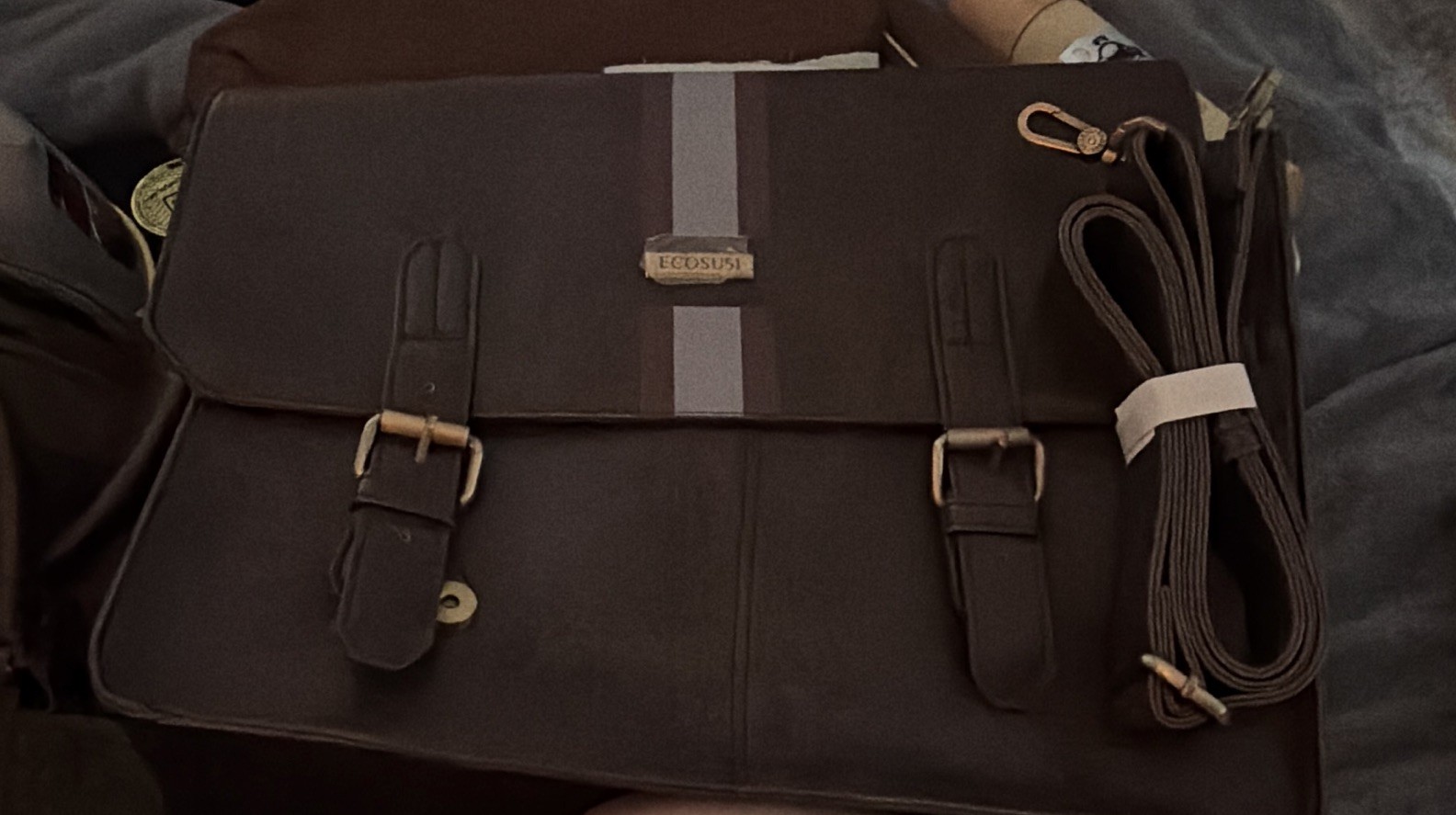 ECOSUSI Brown Synthetic Leather 15" Laptop Messenger Bag Padded