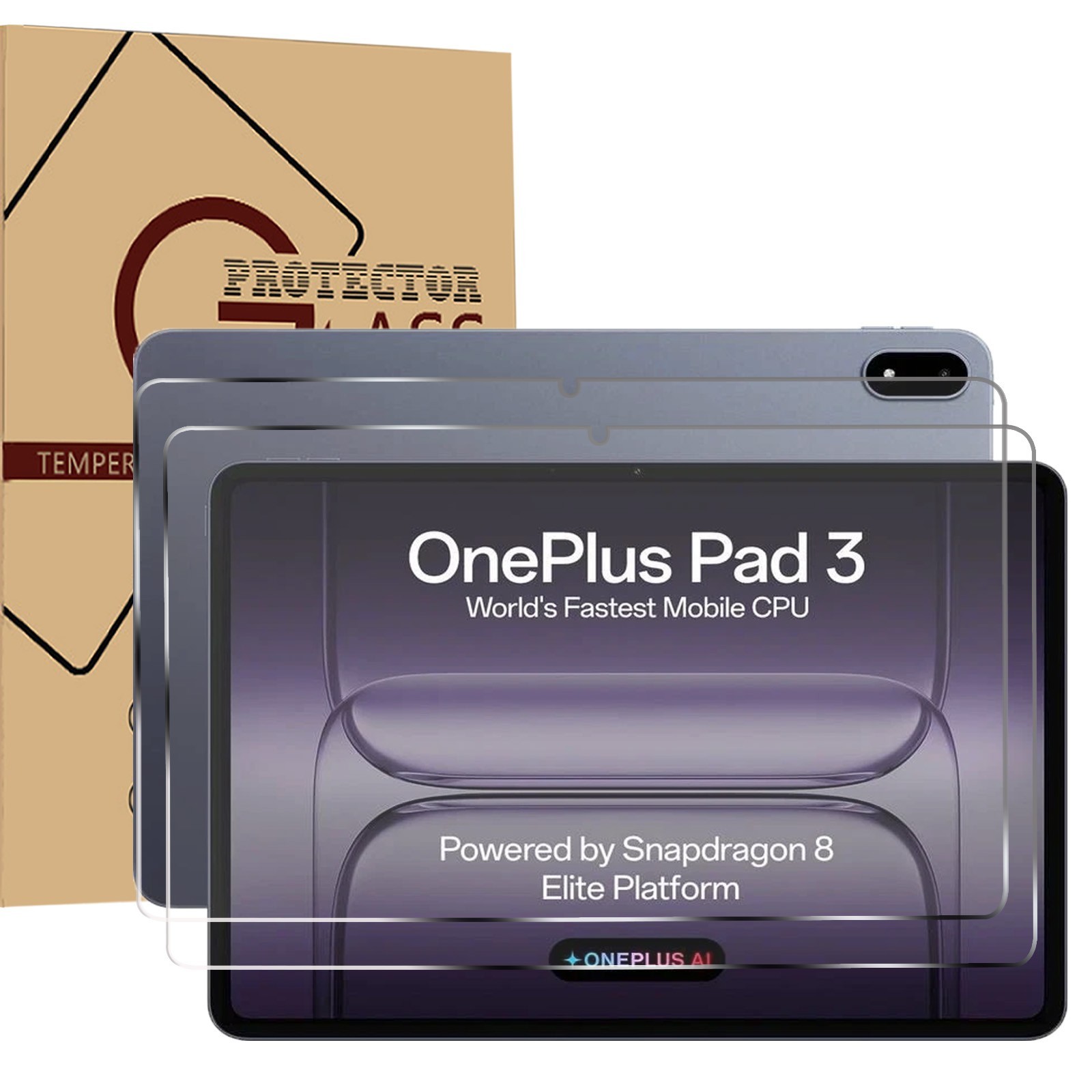 One Plus Pad 3 13.2 inch Tempered Glass Screen Protector 2-Pack 9H HD Clear Film