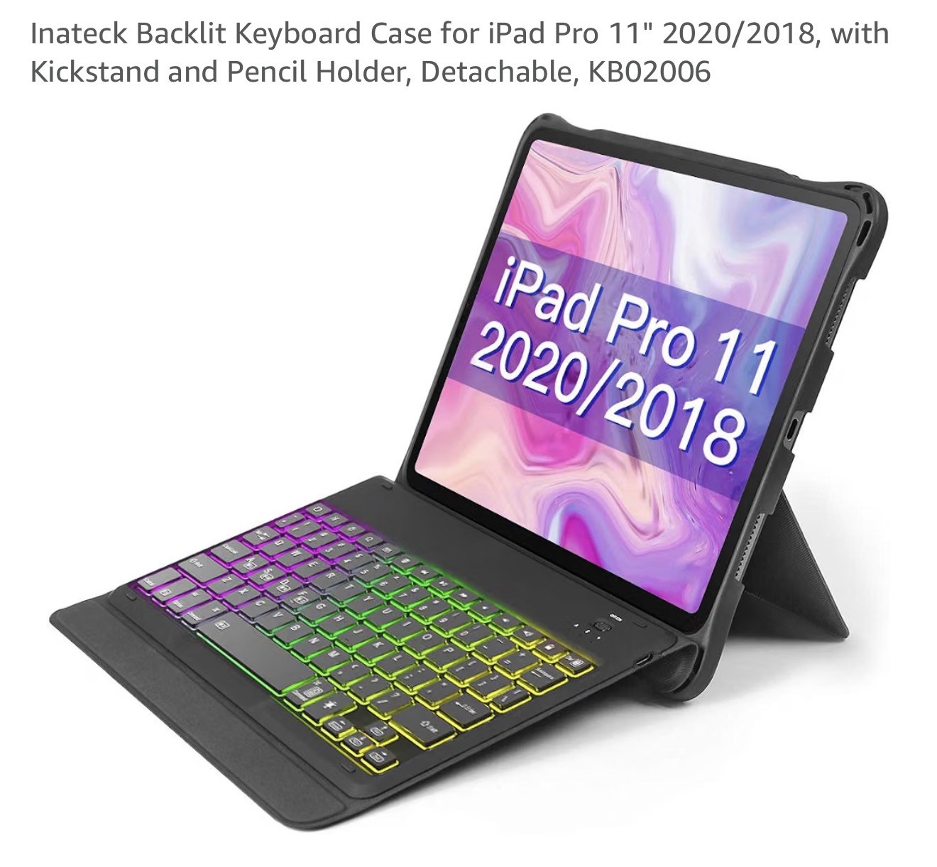 Inateck KB02005 Bluetooth Backlit Keyboard Folio Case Dark Gray