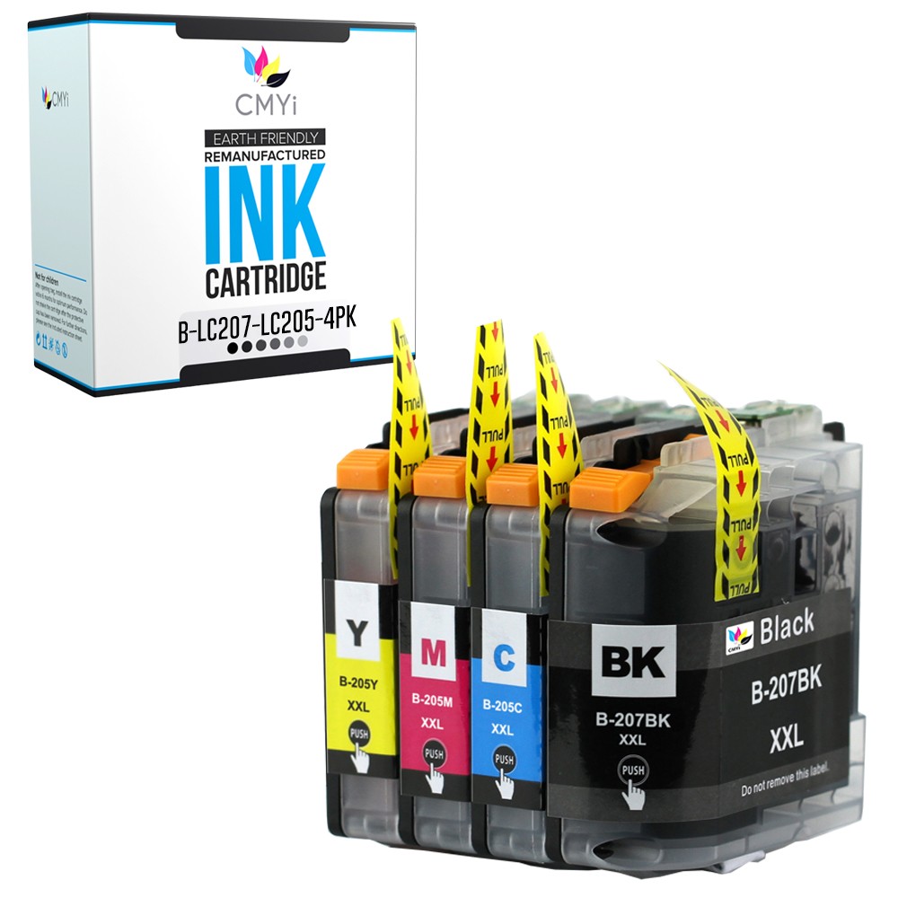 CMYi 4PK Compatible LC207 LC205 Ink Cartridges Combo fits Brother MFC-J4320DW