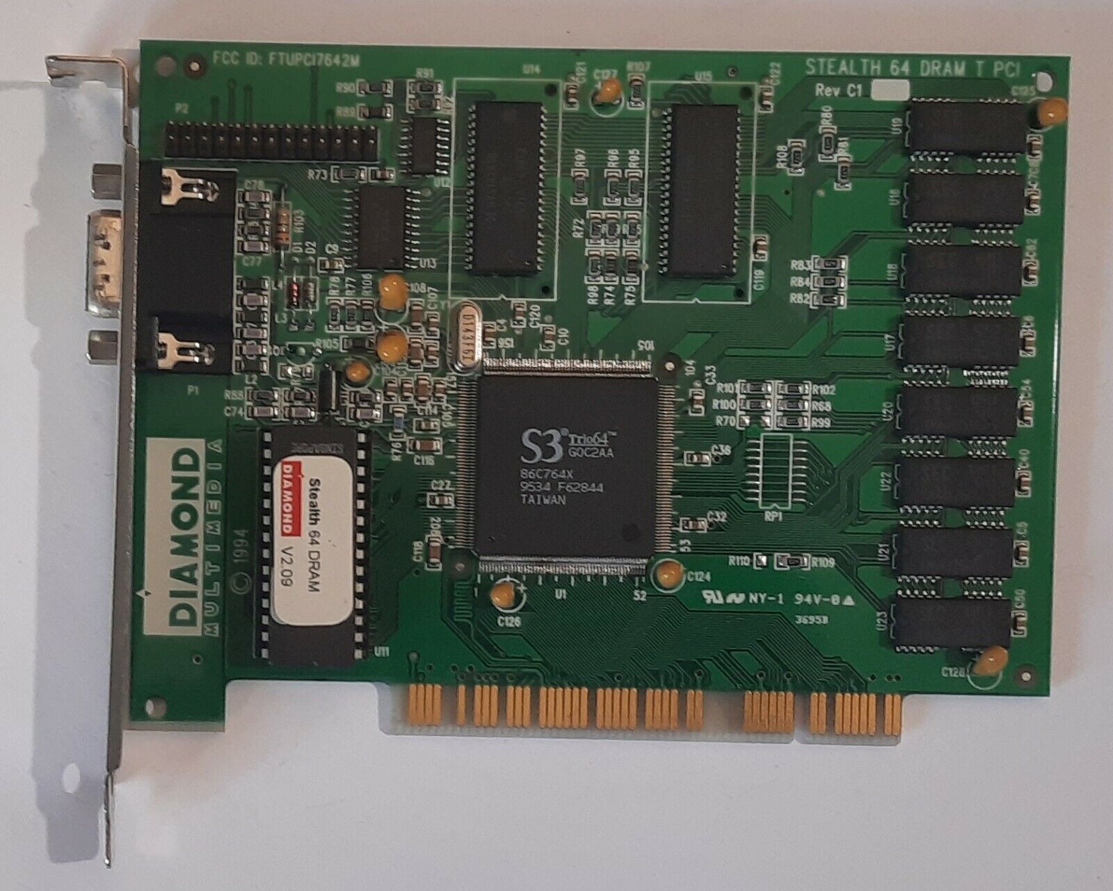 Diamond Stealth 64 DRAM T PCI Graphics Card (S3 Trio64, 86C764X, 2MB, Retro, 1995)