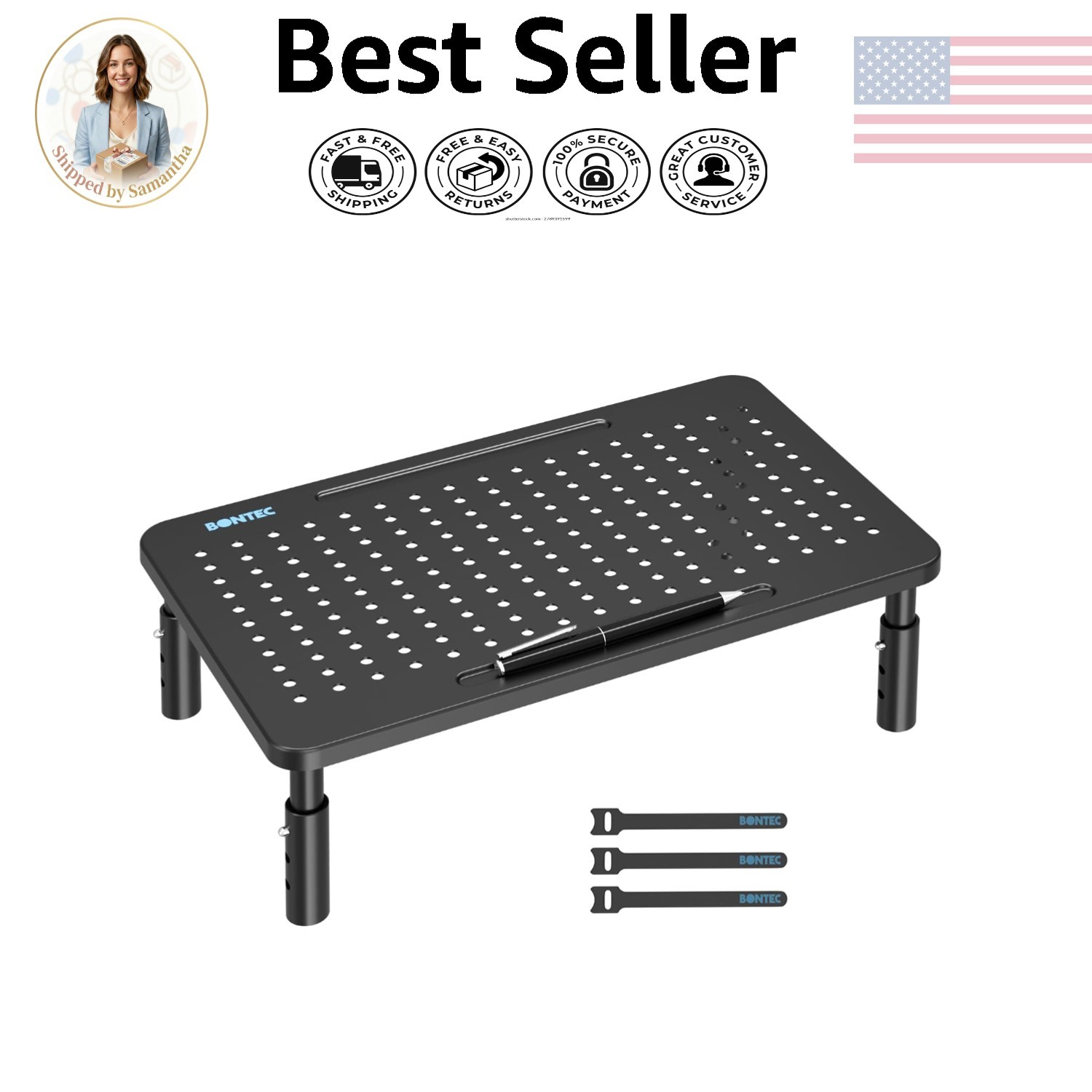 Multi-Purpose Adjustable Monitor Stand Riser with Drawer - 44lbs Load Capacity