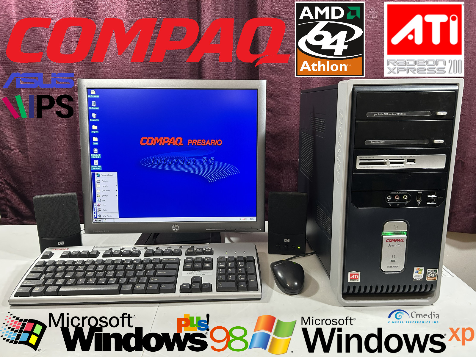 RESTORED DUAL BOOT Windows 98 SE Plus & Windows XP Pro Vintage Retro Gaming PC 