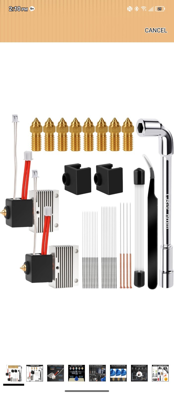 3D Printer Hotend Kit for Neptune 4/4 Pro, M6 Nozzles, 1.75mm Filament