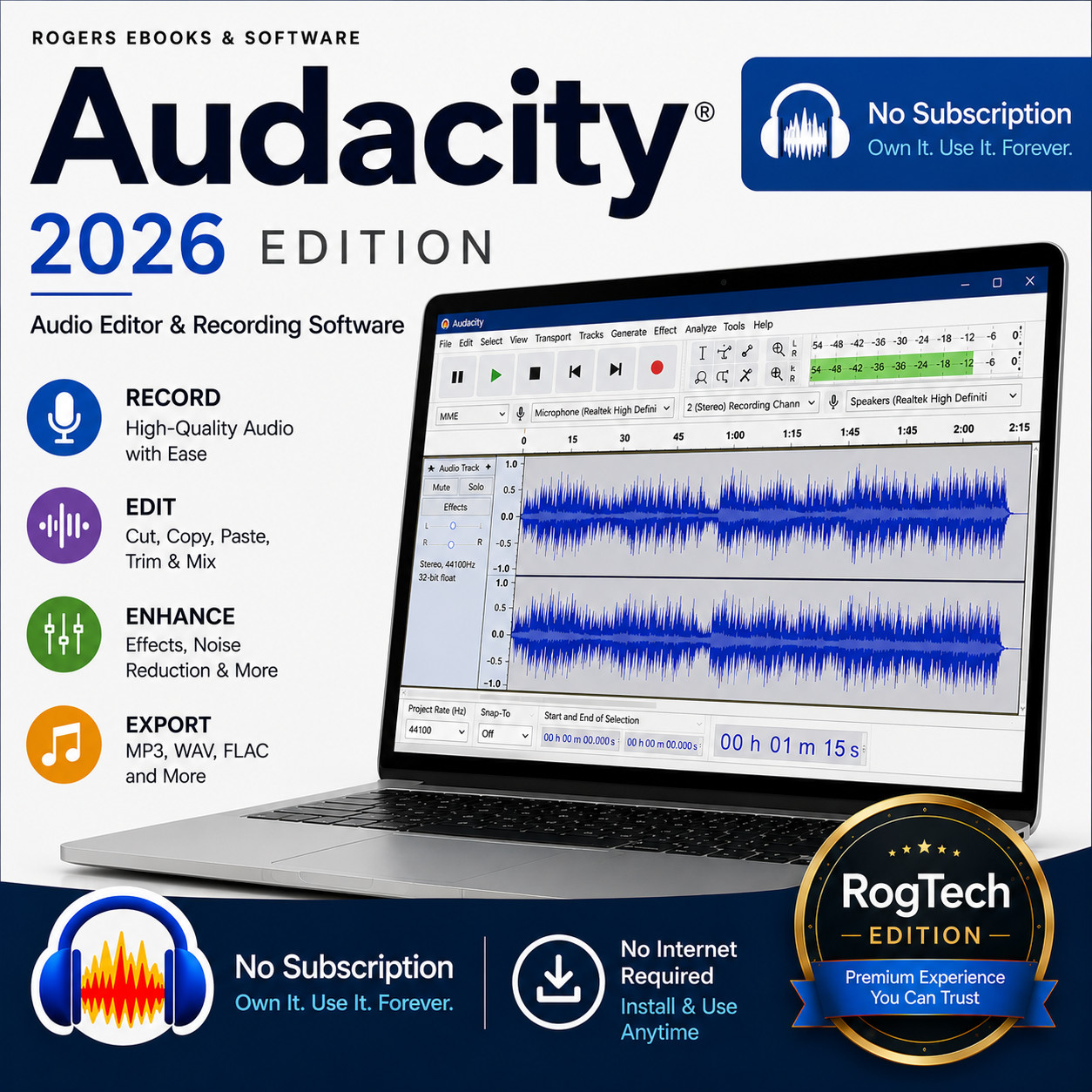 Audacity 2026 Professional Audio Music Editing Recording Software for Windows