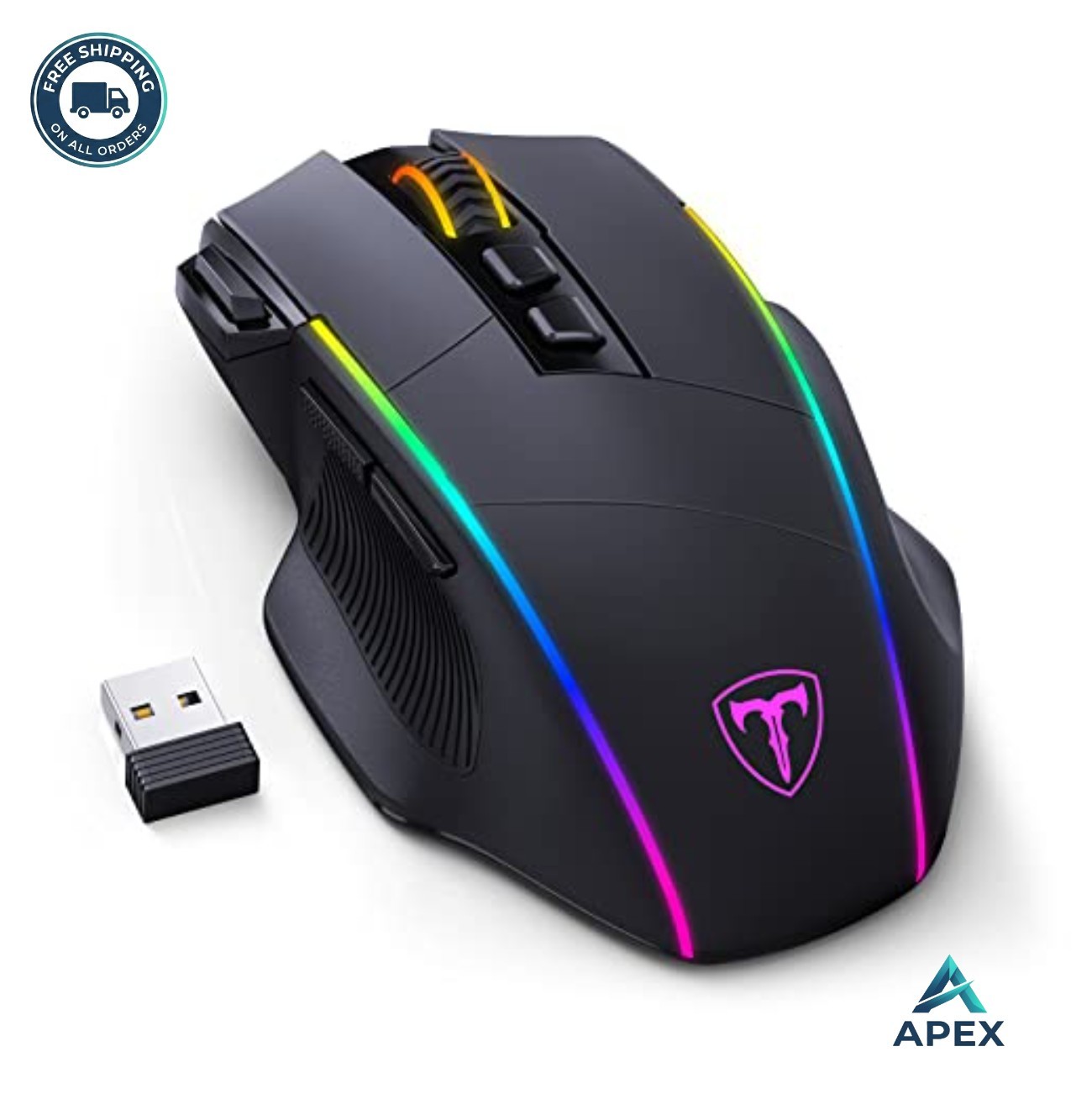 Wireless Gaming Mouse 3 Mode 2.4G USB-C Bluetooth RGB Backlit 10000 DPI 8