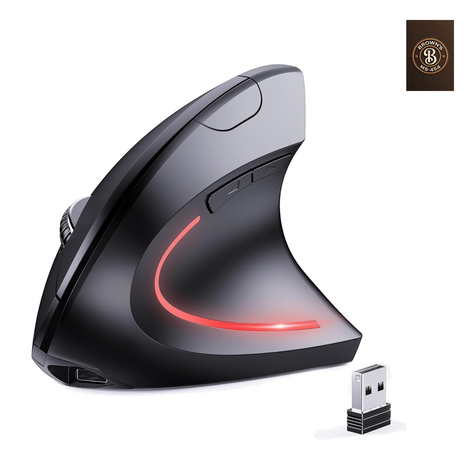 Bluetooth and 2.4G 2-in-1 Rechargeable Wireless Mouse, Ergonomic Vertical Des...