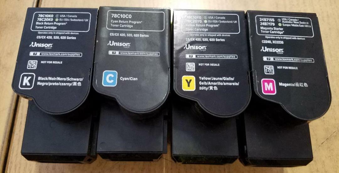 4 Sets Virgin Genuine Empty Lexmark CS420 CS520 CS620 Toners  