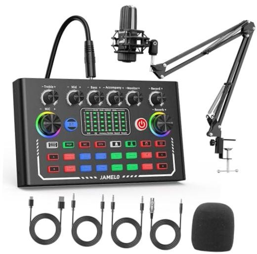 Podcast Equipment Bundle, Studio Equipment Kit Square Microphone Podcast Bundle