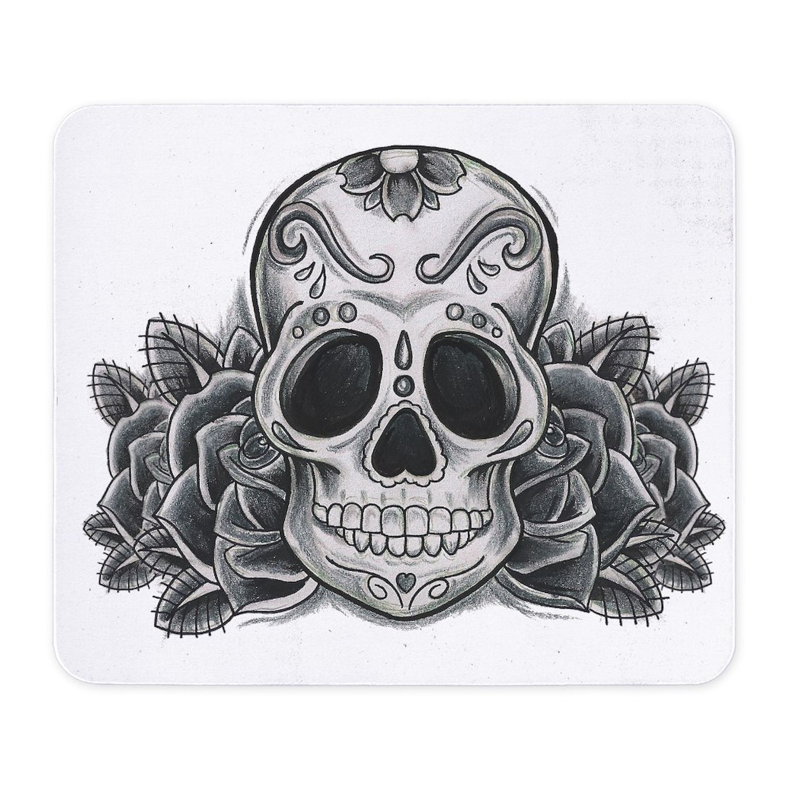 CafePress Roses Sugar Skull Mousepad  (620452481)