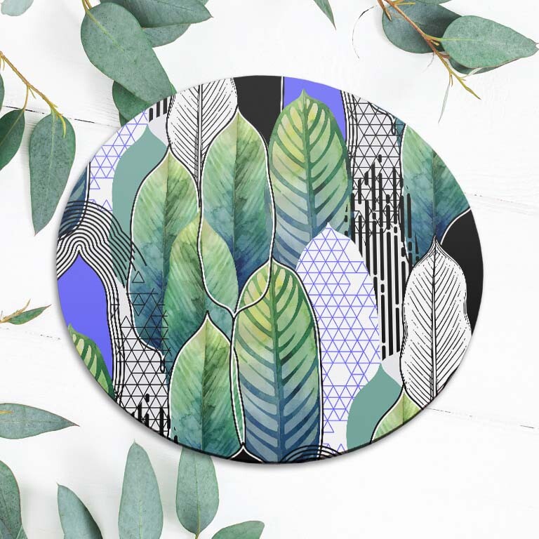 Abstract Leaf Aesthetic Geometry Mouse Pad Mat Office Desk Table Accessory Gift