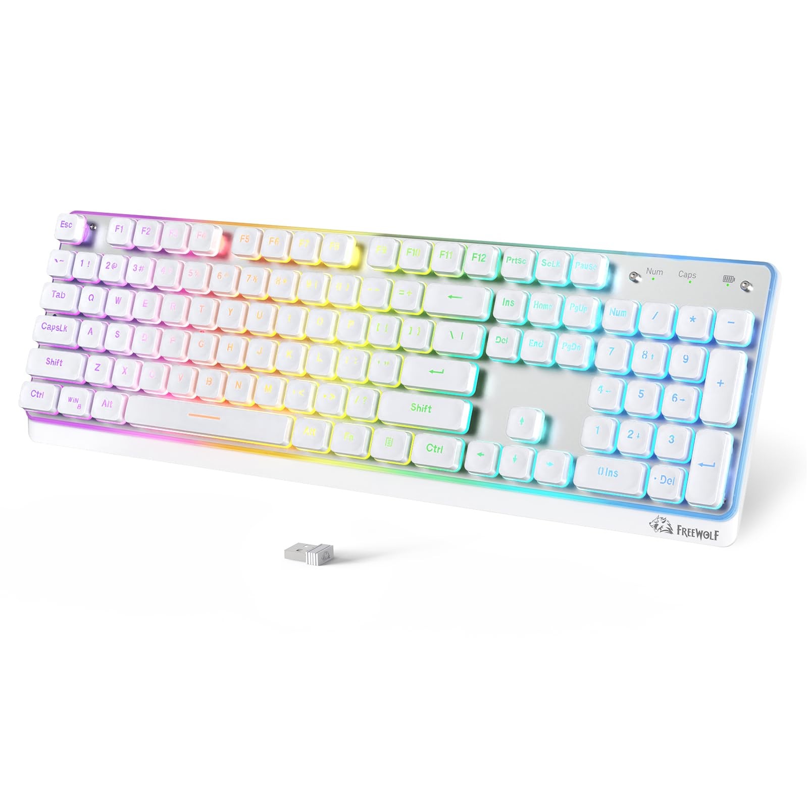 Wireless RGB Keyboard LowProfile Silent Membrane Keys 104Key White