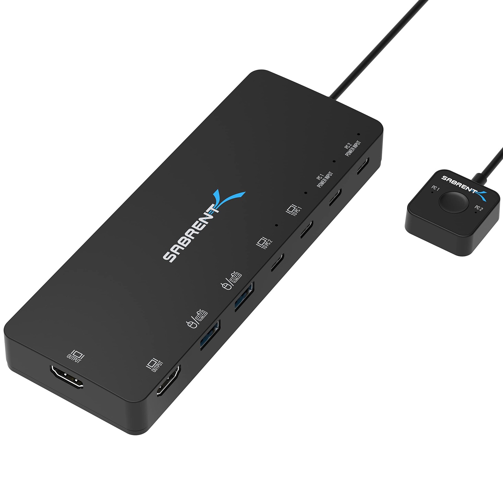 Sabrent Usb Type C Dual Kvm Switch With Power Delivery 4K 60Hz Dual Display