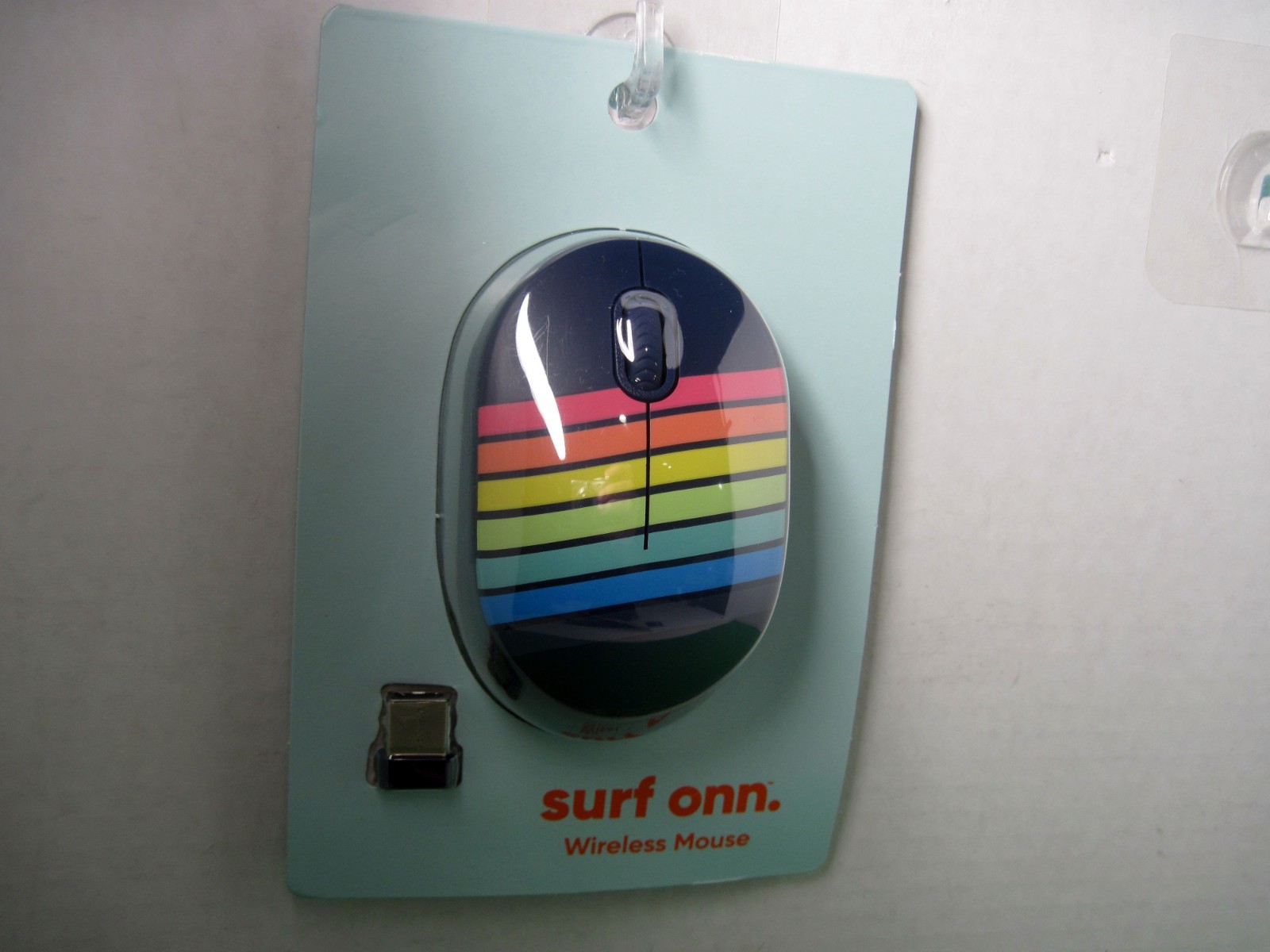 Surf Onn 5 Button Rainbow Mouse . 2.4GHz USB Wireless w/Batteries. New
