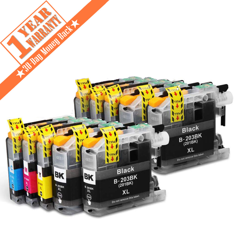 10 PACK Quality Ink Set w/ Chip for Brother LC201 LC203 MFC J460DW J480DW J485DW