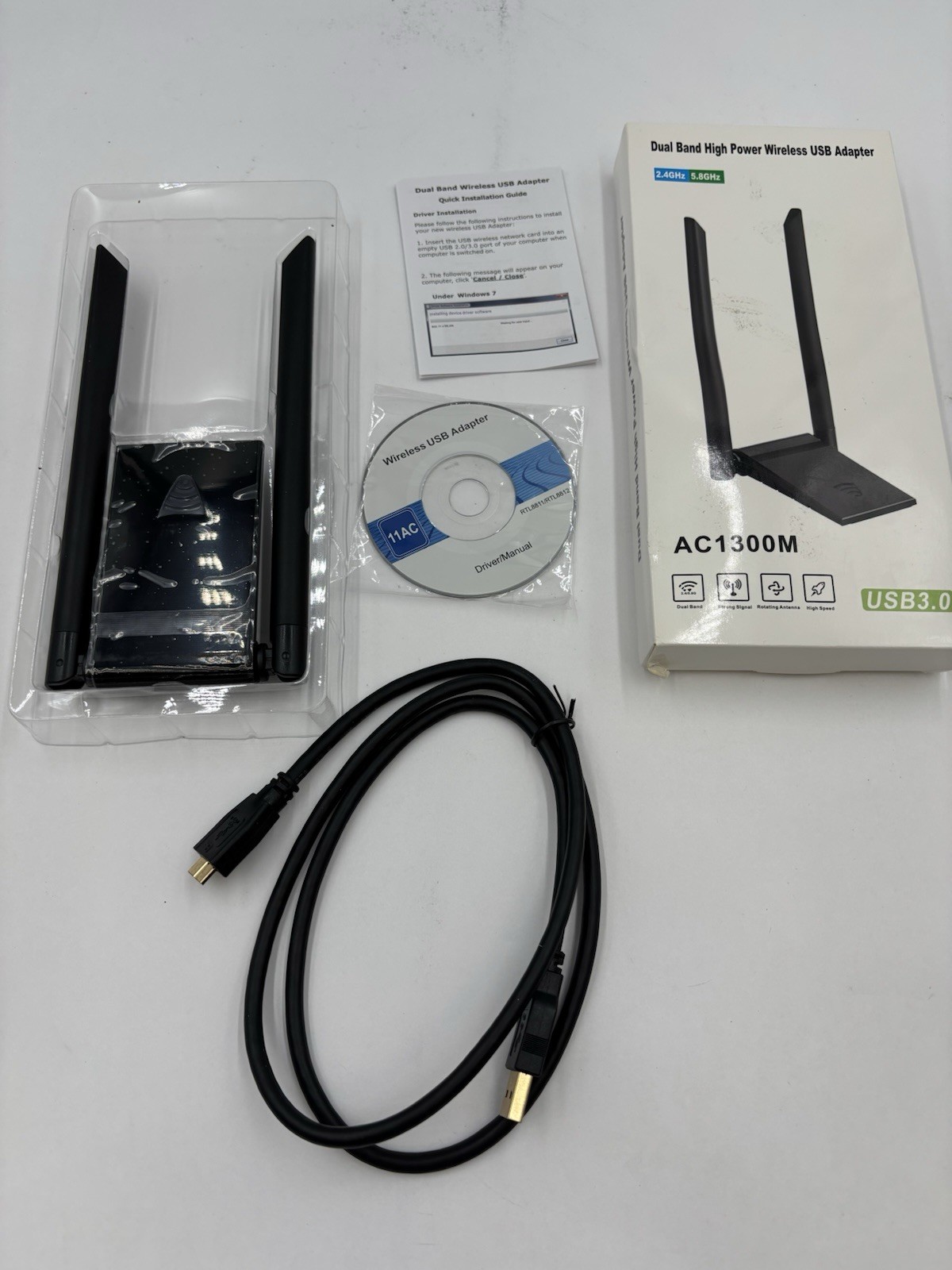 New Dual Band High Power Wireless USB Adapter AC1300M USB 3.0 2.4GHZ 5.8HZ