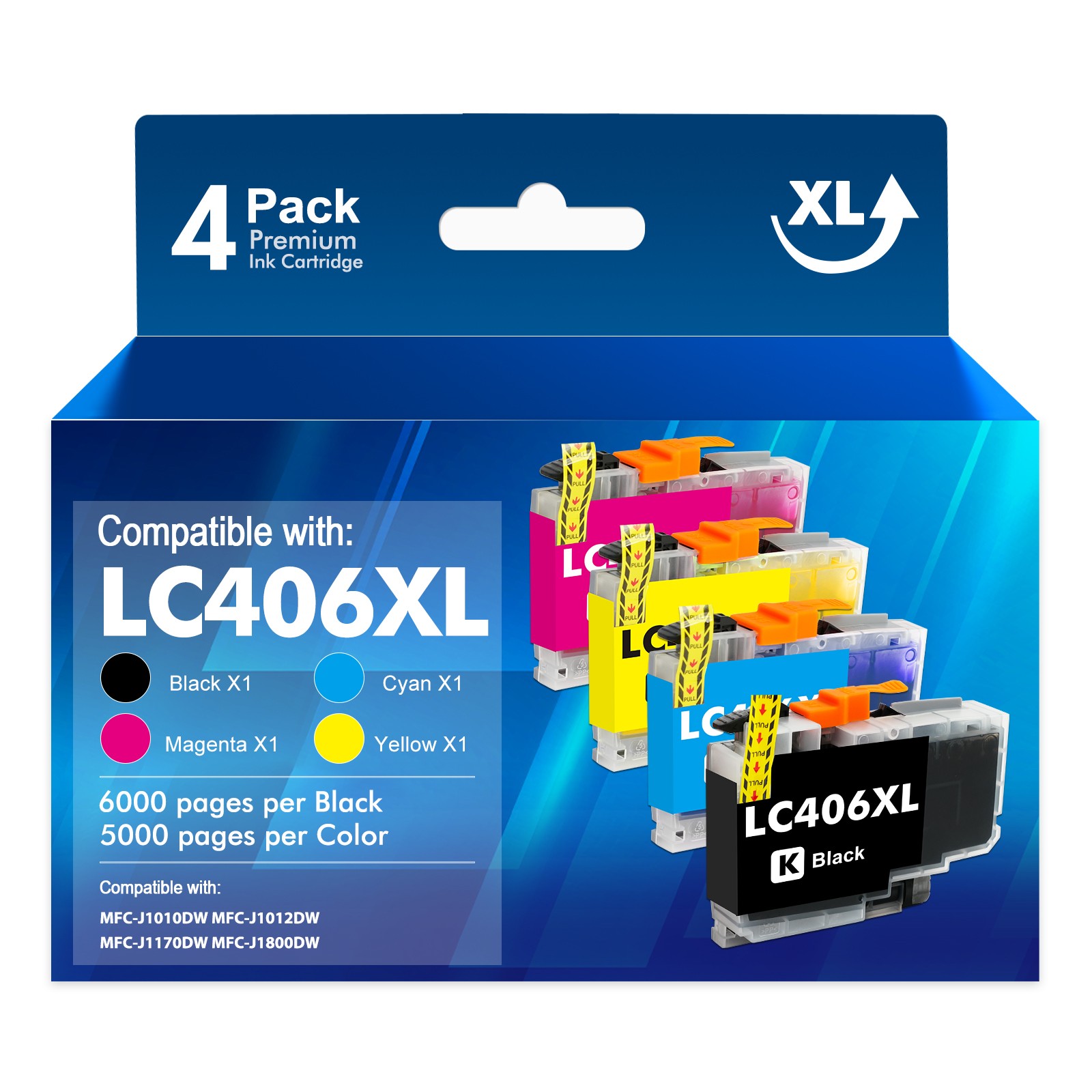 4PK Compatible LC406XL LC-406 Extra Capacity Ink Cartridge for Brother Printer