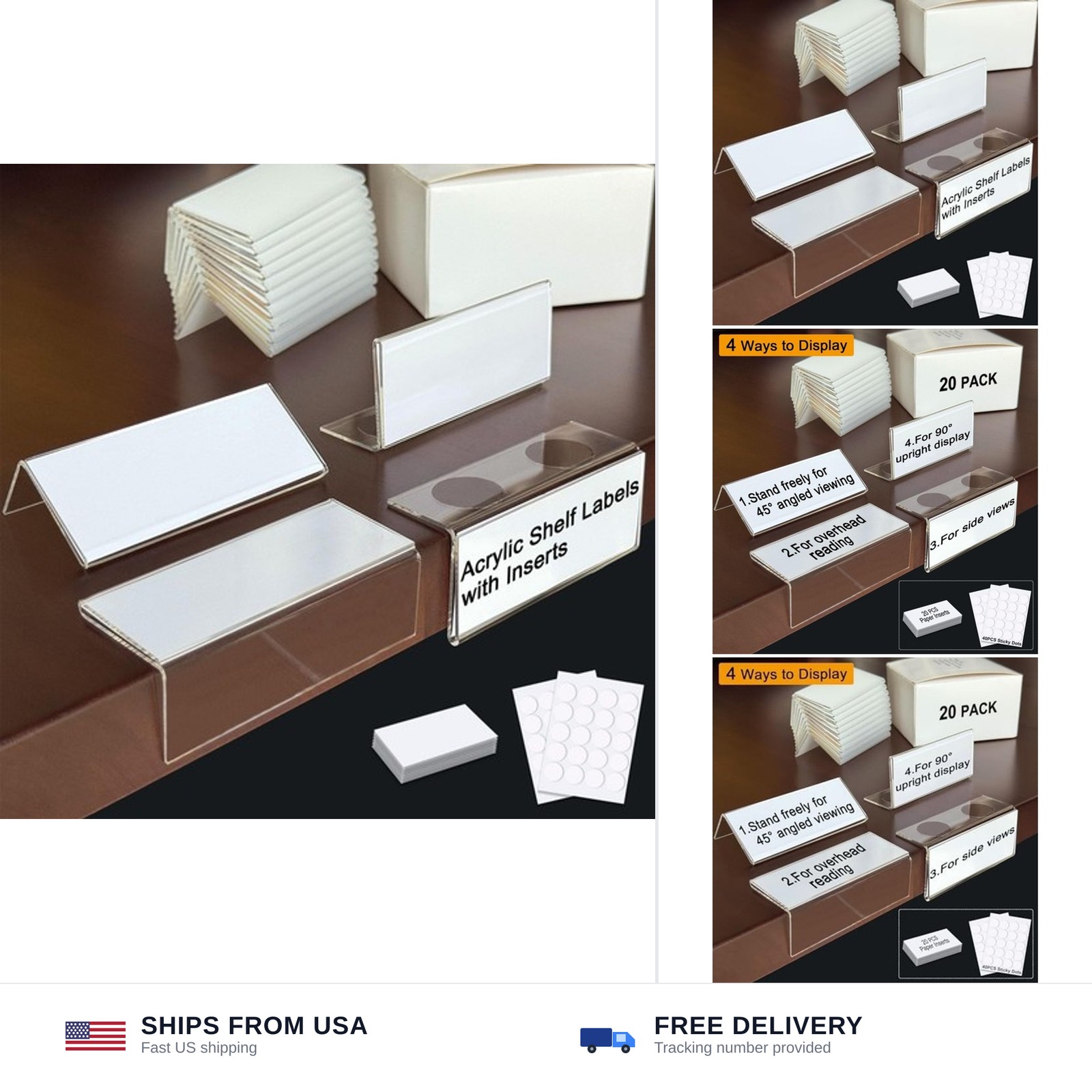 ChanQnTon Acrylic Shelf Labels,L-Shape Book Shelf Labels,Price Tags,Sign Hold...