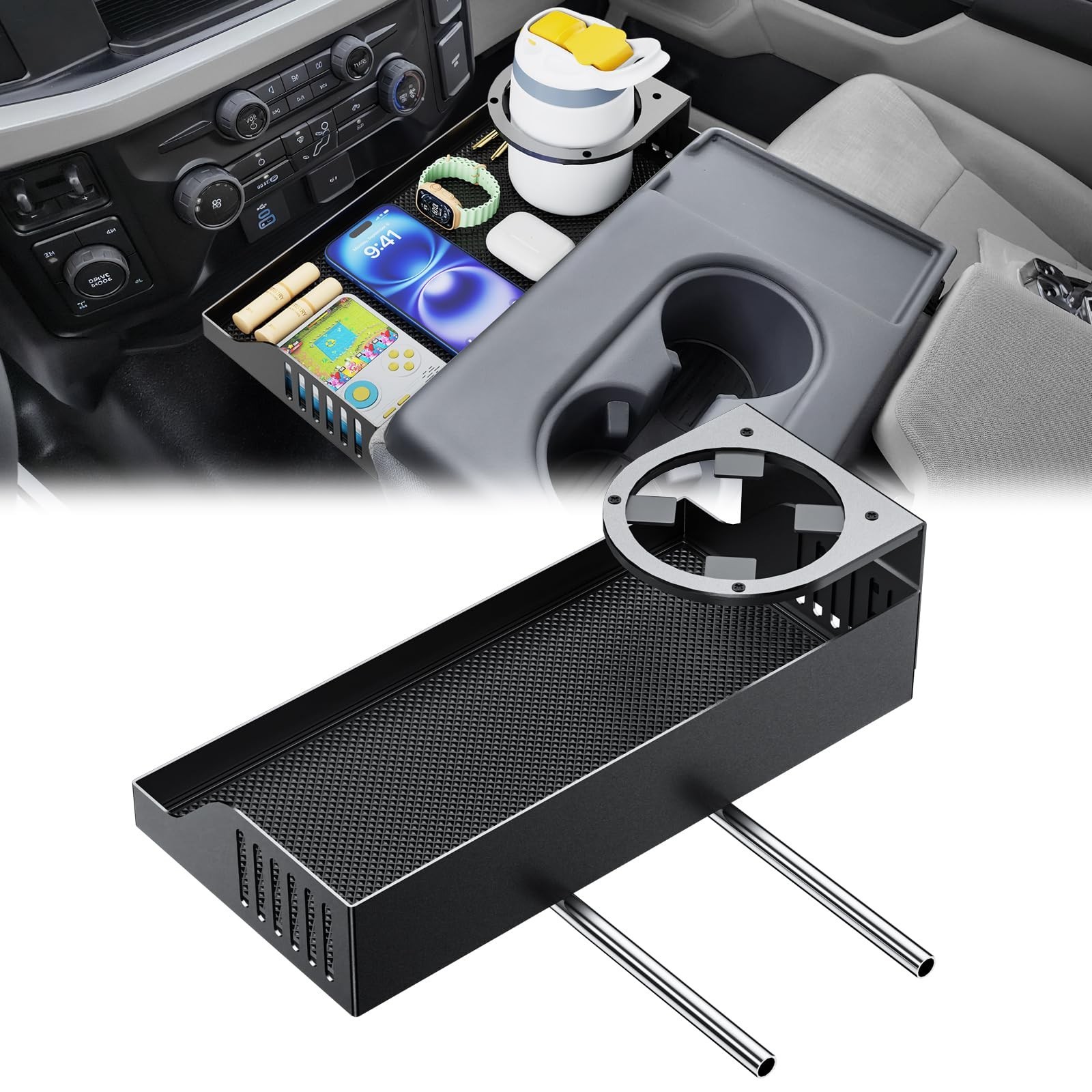 All Metal Front Center Seat Headrest Organizer Compatible with 2011-2025 2026...