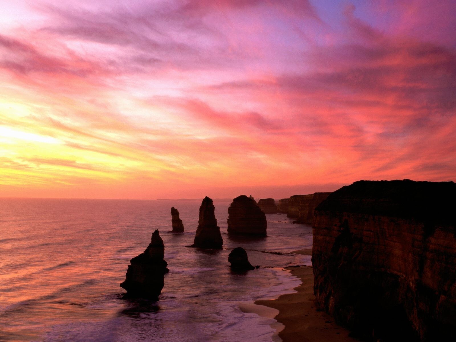 Landscape sunset orange sky coast cliff rock formation Custom Gaming Mat Desk