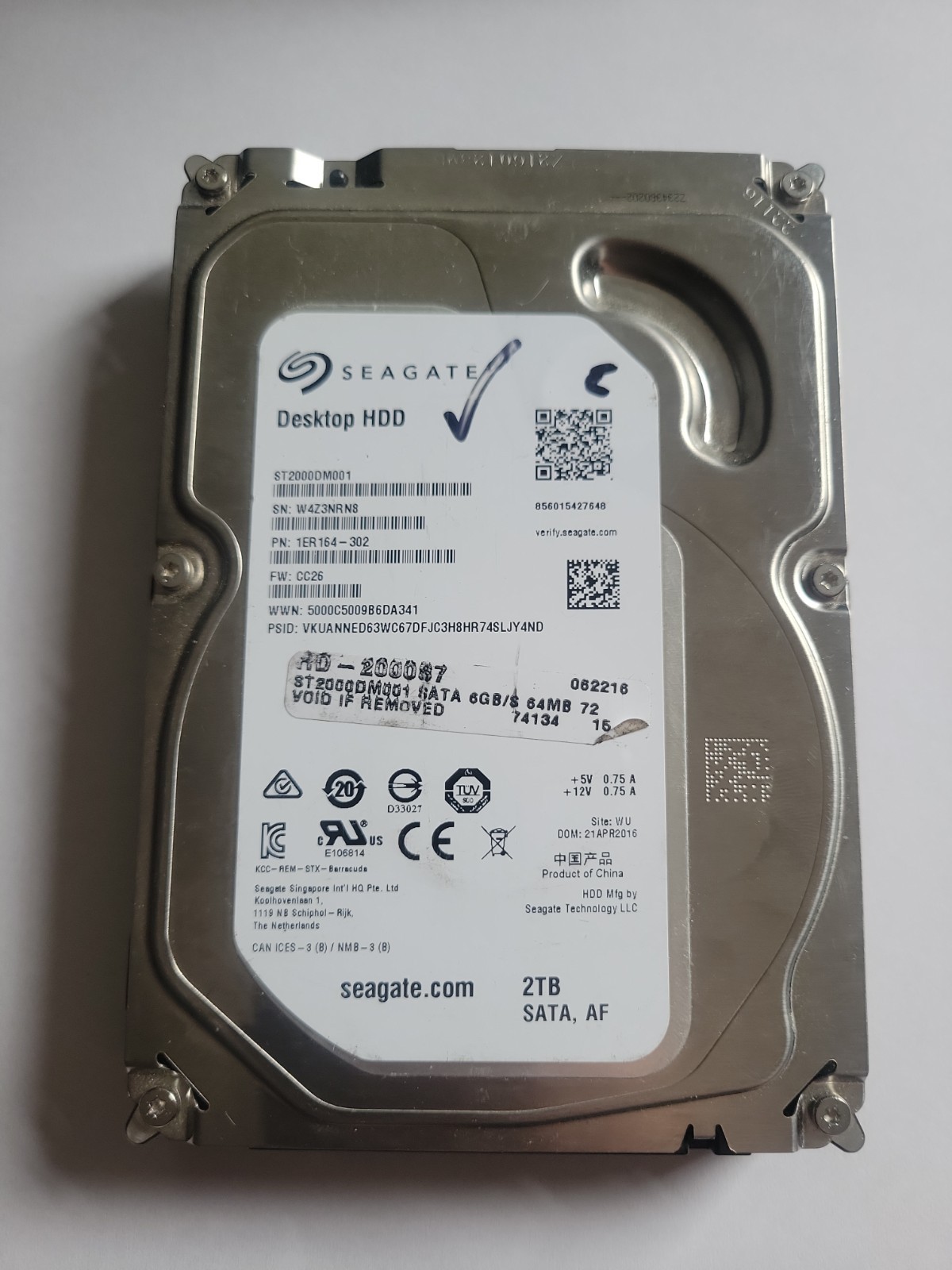 Seagate ST2000DM001 2TB SATA 7200RPM HDD - Low Hours, SMART Healthy