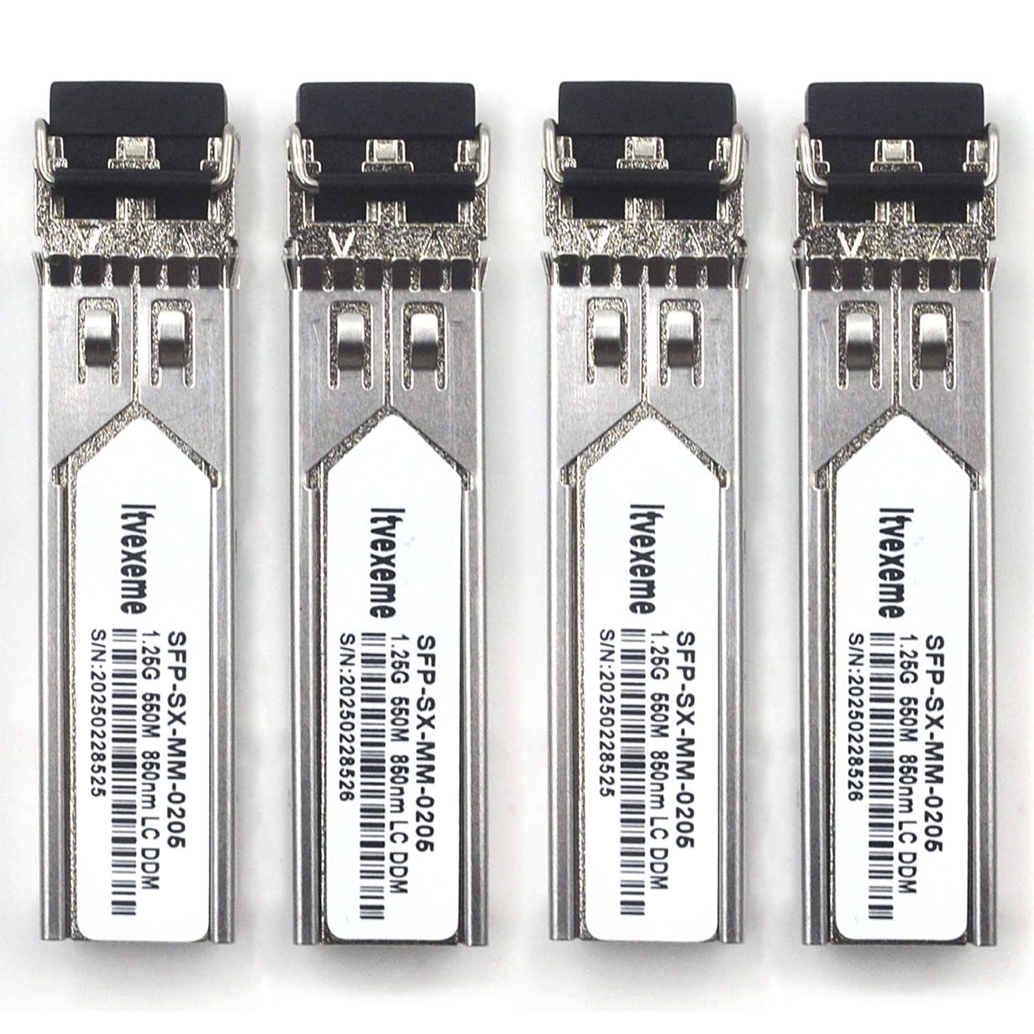 4 Pack 1.25G Multimode SFP LC Module, 1000Base-SX Gigabit Fiber Transceiver, ...