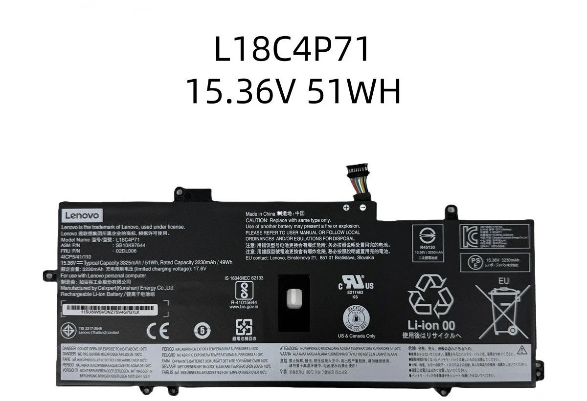 Genuine L18C4P71 L18M4P72 Battery For Lenovo ThinkPad X1 Carbon 7th Gen 2019 OEM