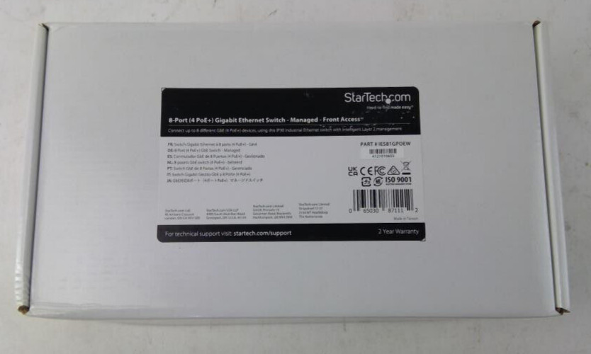 StarTech Industrial 8 Port PoE Managed Ethernet Switch 30W PoE+ 4x Port GbE