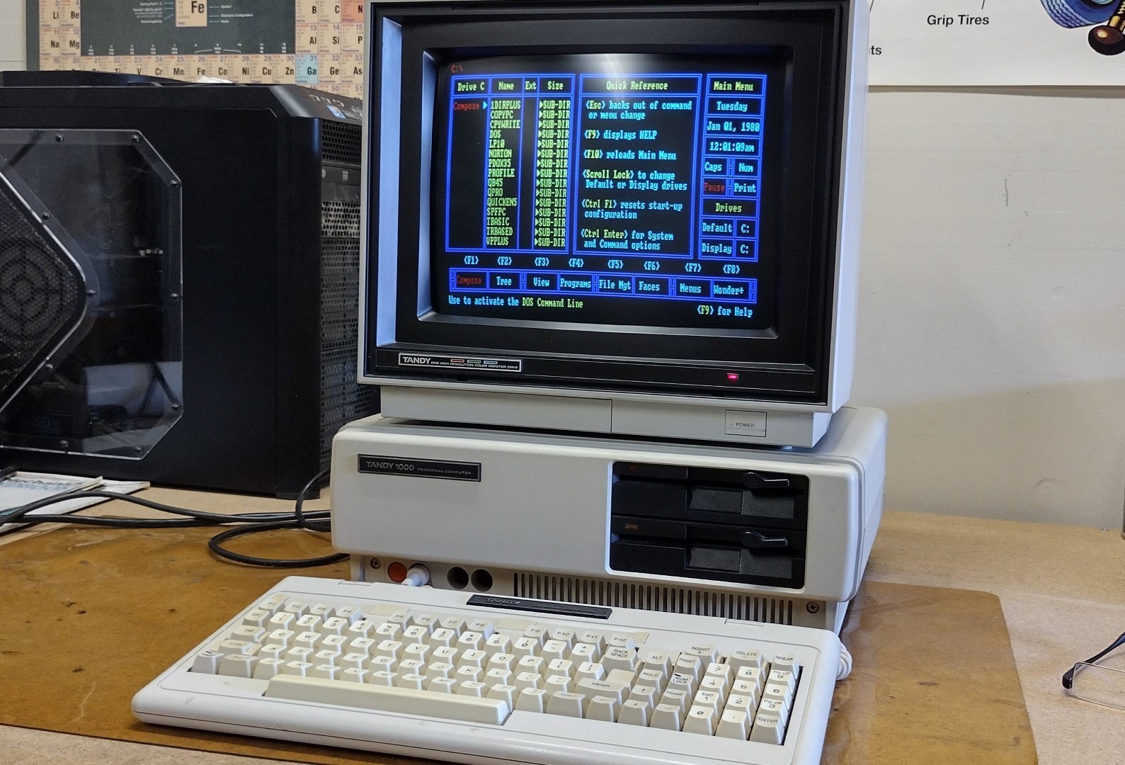 TANDY 1000 Personal Computer, Monitor, and Printer from Radio Shack - Working