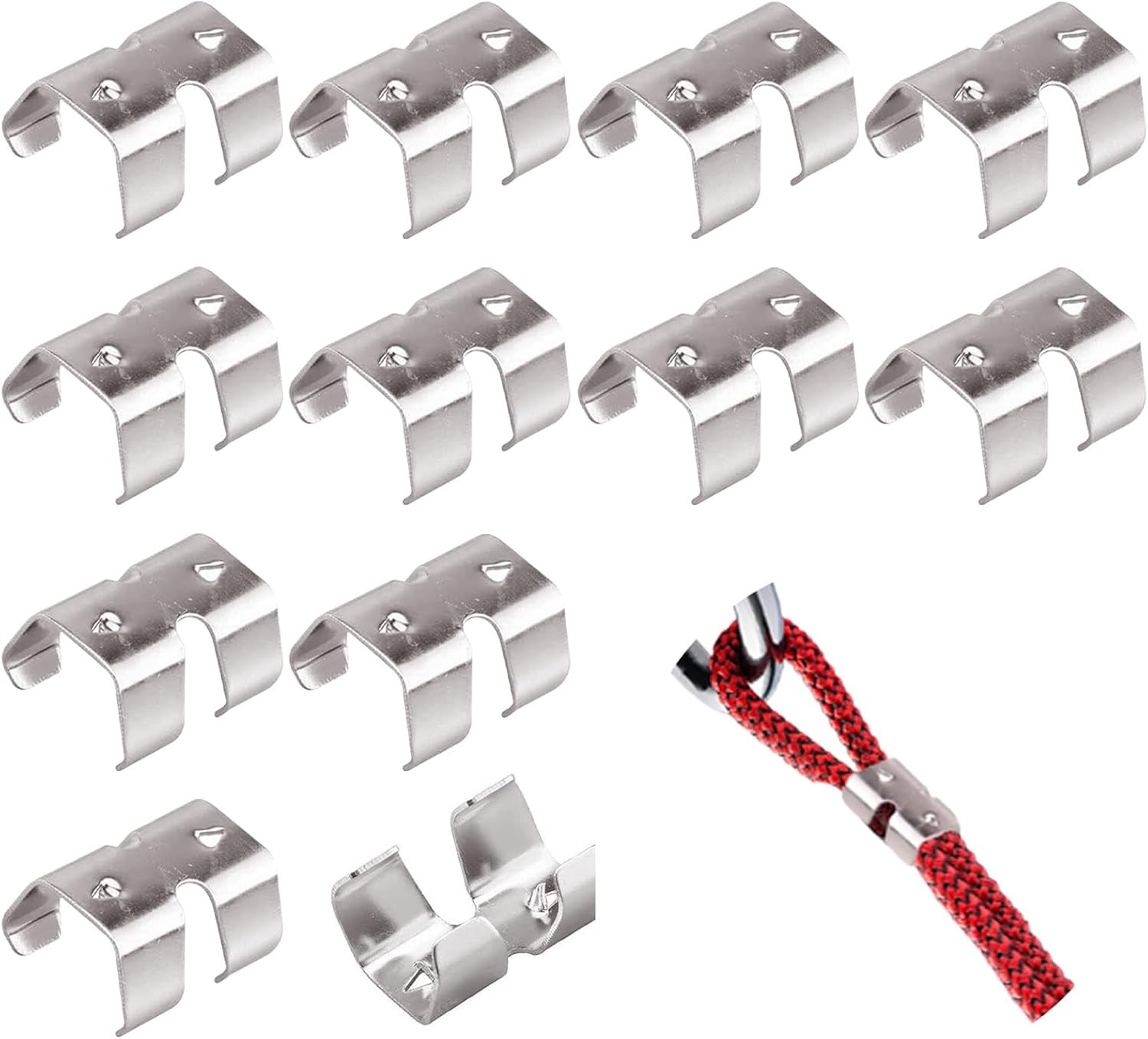 12 Pcs Heavy Duty Double Rope Clamps Stainless Steel for 3/8 to 1/2 Inch Ropes