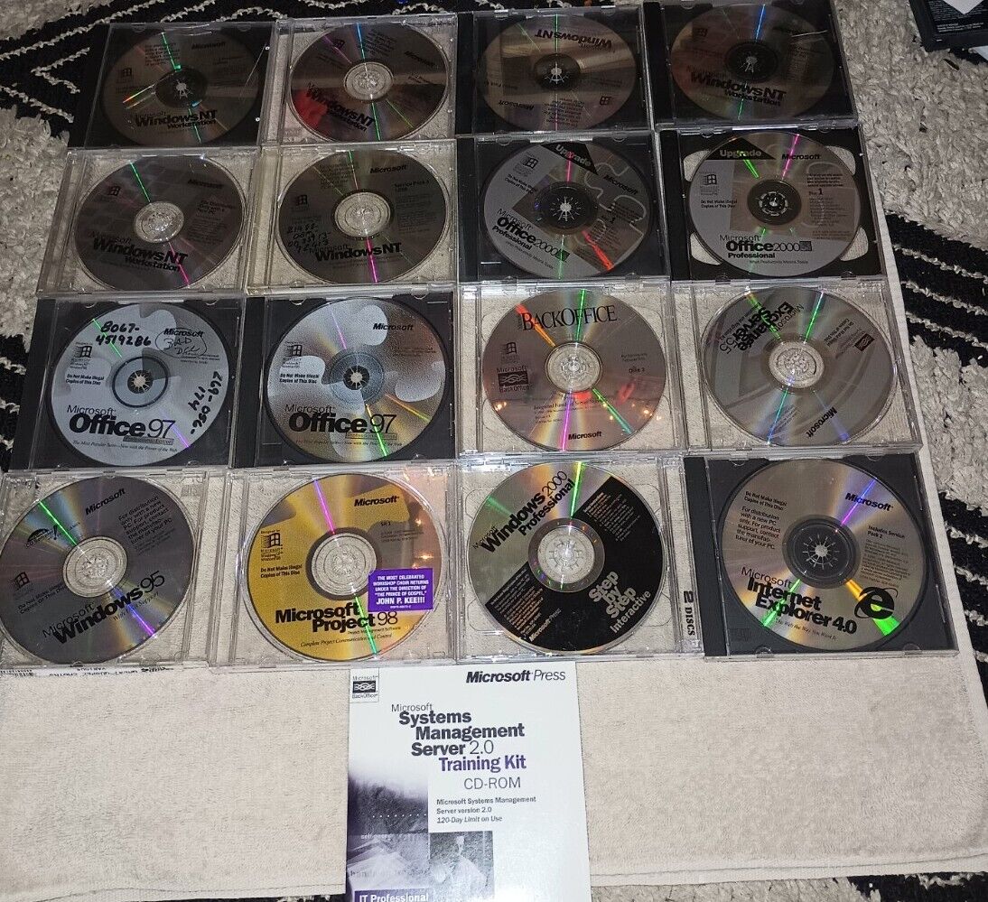 Lot Vintage Microsoft Windows Programs CD-ROM Cd Software 1990s 2000s No Keys