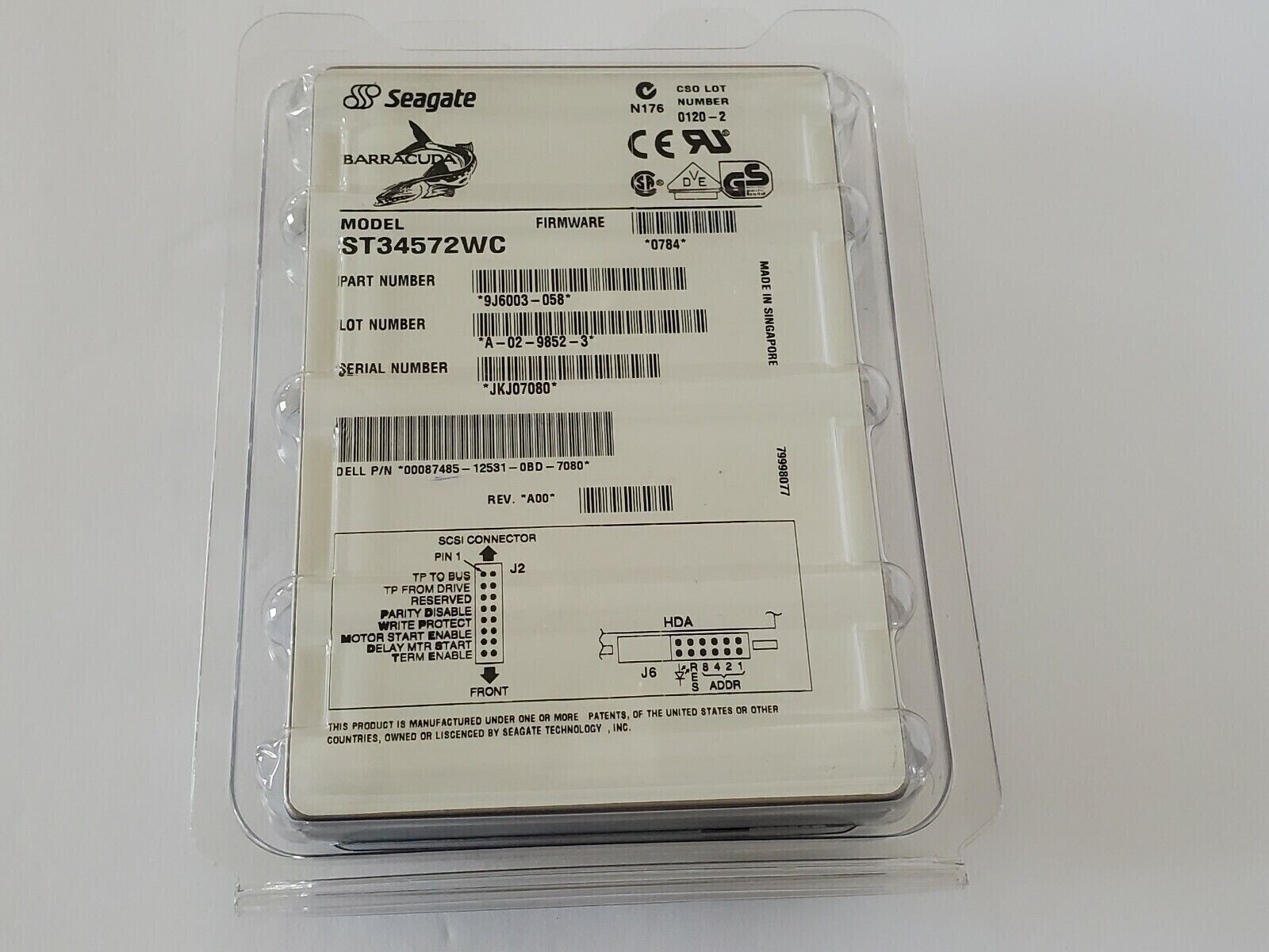 4.5GB Seagate ST34572WC 3.5 80 PIN SCSI LVD ULTRA2 Internal Hard Disk Drive NOS