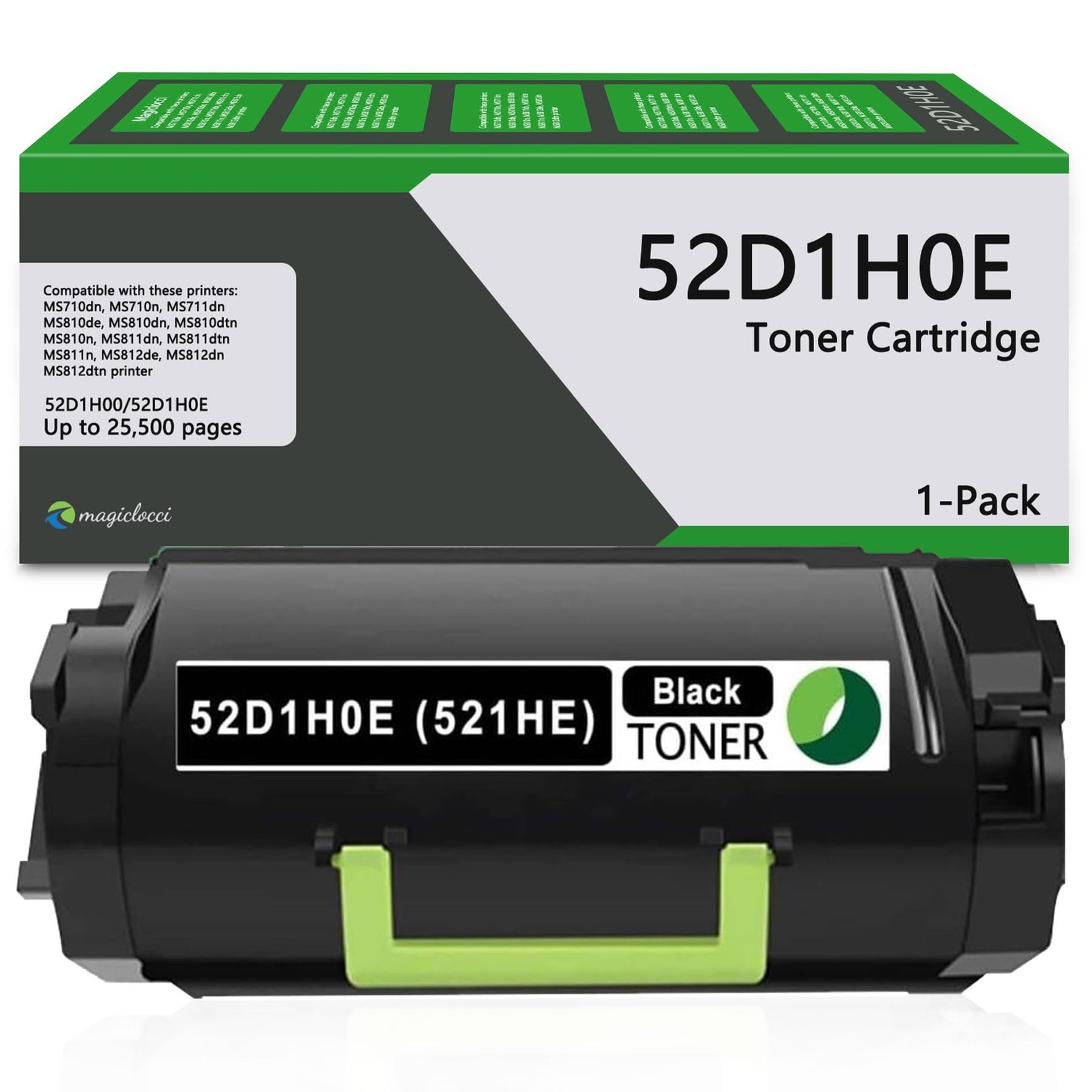 521HE 52D1H0E Toner Cartridge High Yield 1Pack, Black Compatible Replacement ...