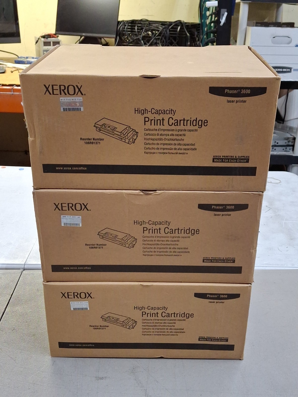 Xerox Phaser 3600 Standard Capacity Print Cartridge (106R01371) - Lot of 3