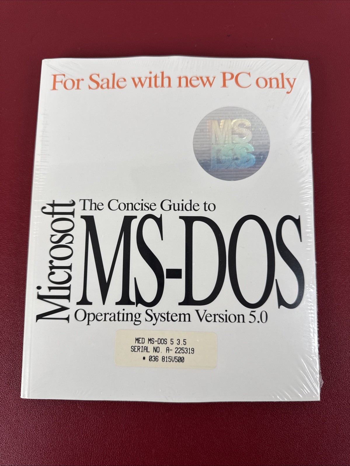 Microsoft Concise Guide to MS-DOS Operating System 5.0 With DISKS,  NEW Sealed