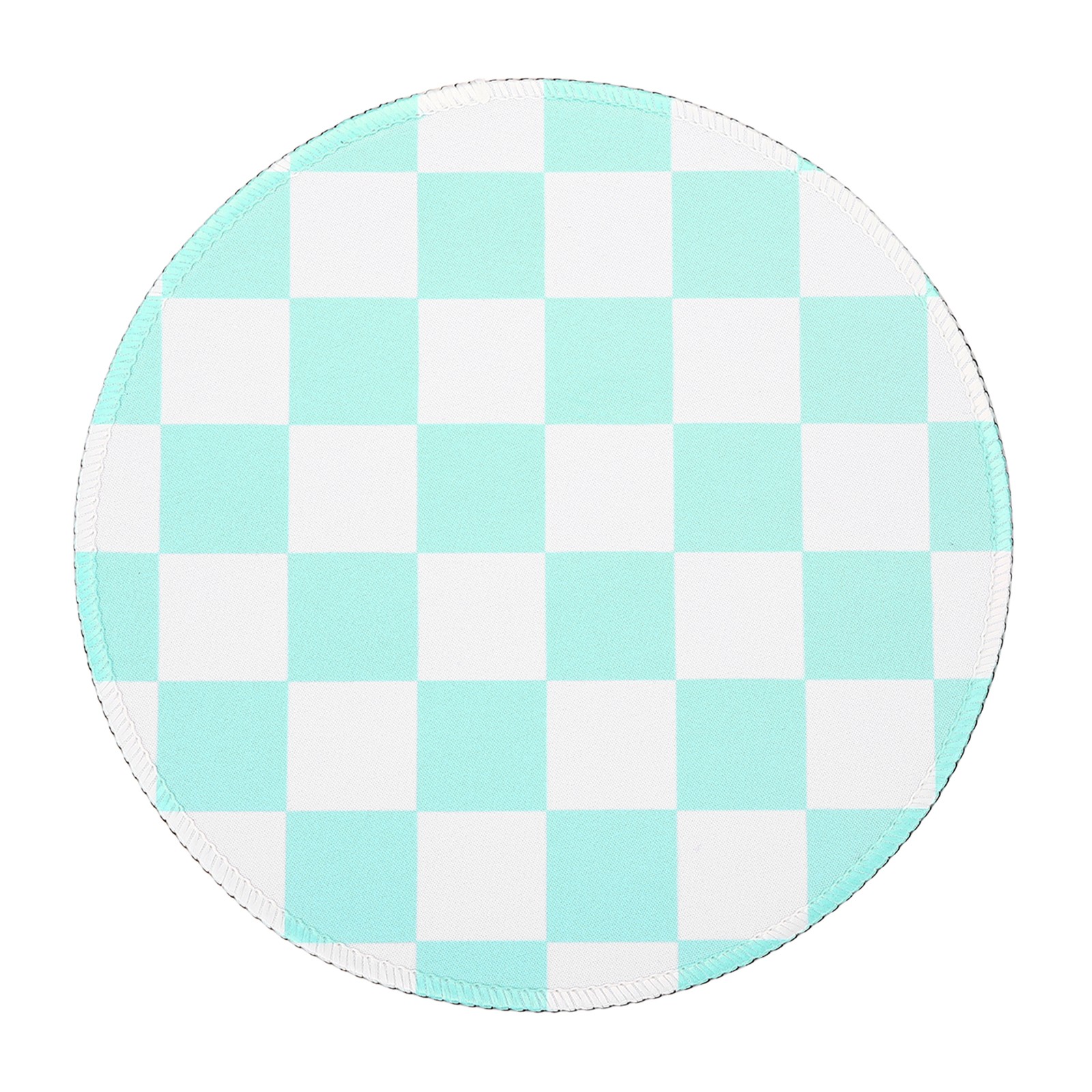 Checkered Mouse Pad Aesthetic Plaid Grid Mousepad 8.7" Dia, Lake Green/White
