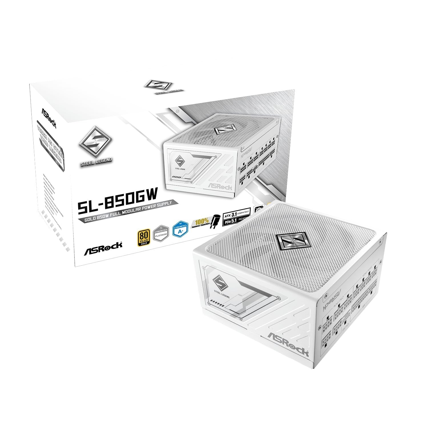 ASRock Steel Legend White Edition SL-850GW 850W ATX 3.1 PCle 5.1 Full Modular...