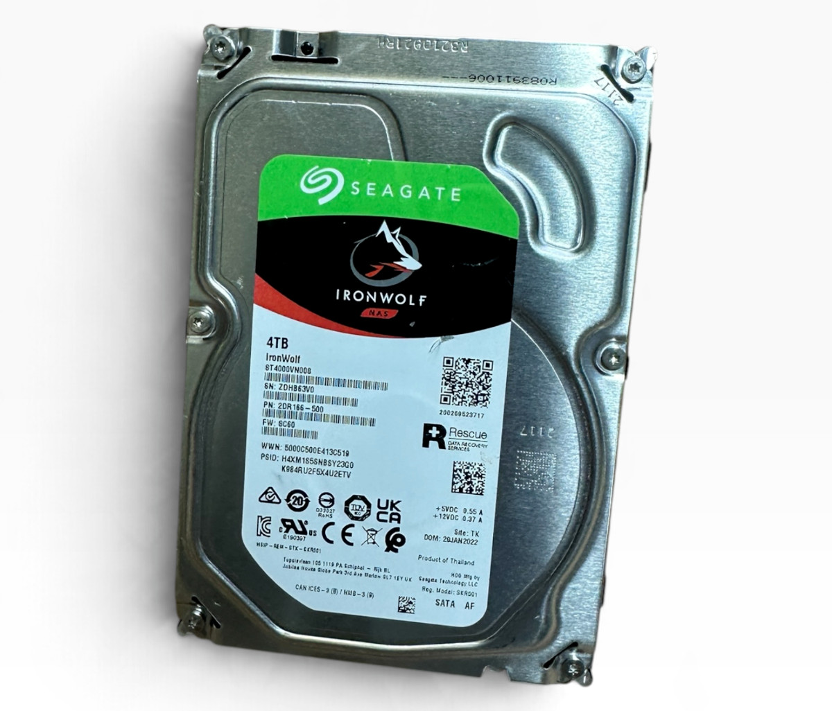 SEAGATE 4TB 3.5" SATA HDD 5980 RPM ST4000VN008-2DR166, FW: SC60 GRADE A Wiped