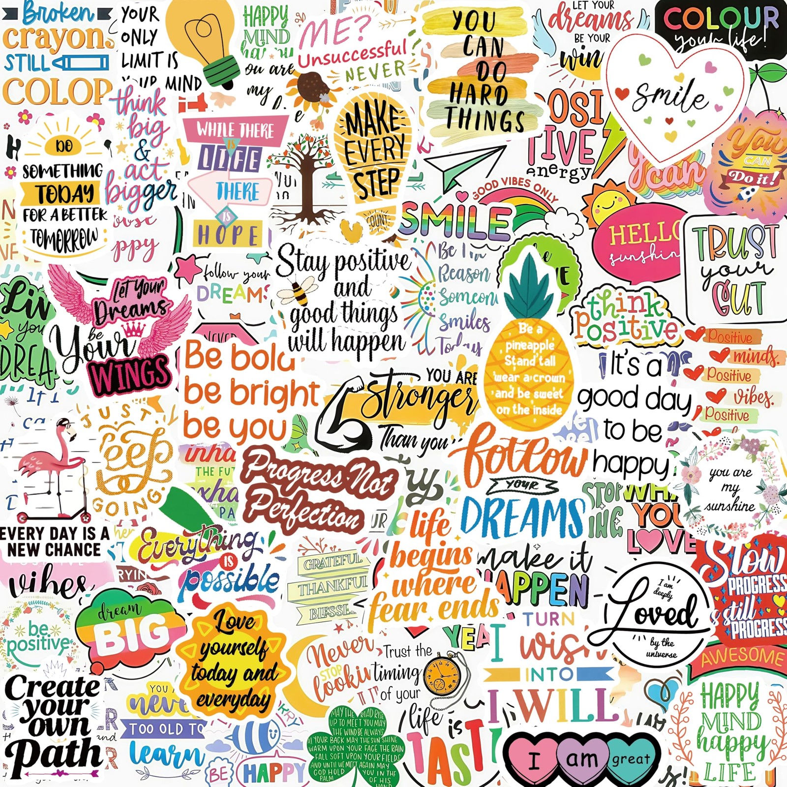 300PCS Motivational Inspirational Quote Stickers for Adults Teens Yellow