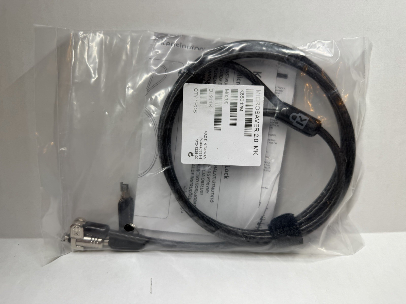 New Sealed Kensington Slim MicroSaver 2.0 Keyed Ultra Laptop Cable Lock w/2 Keys