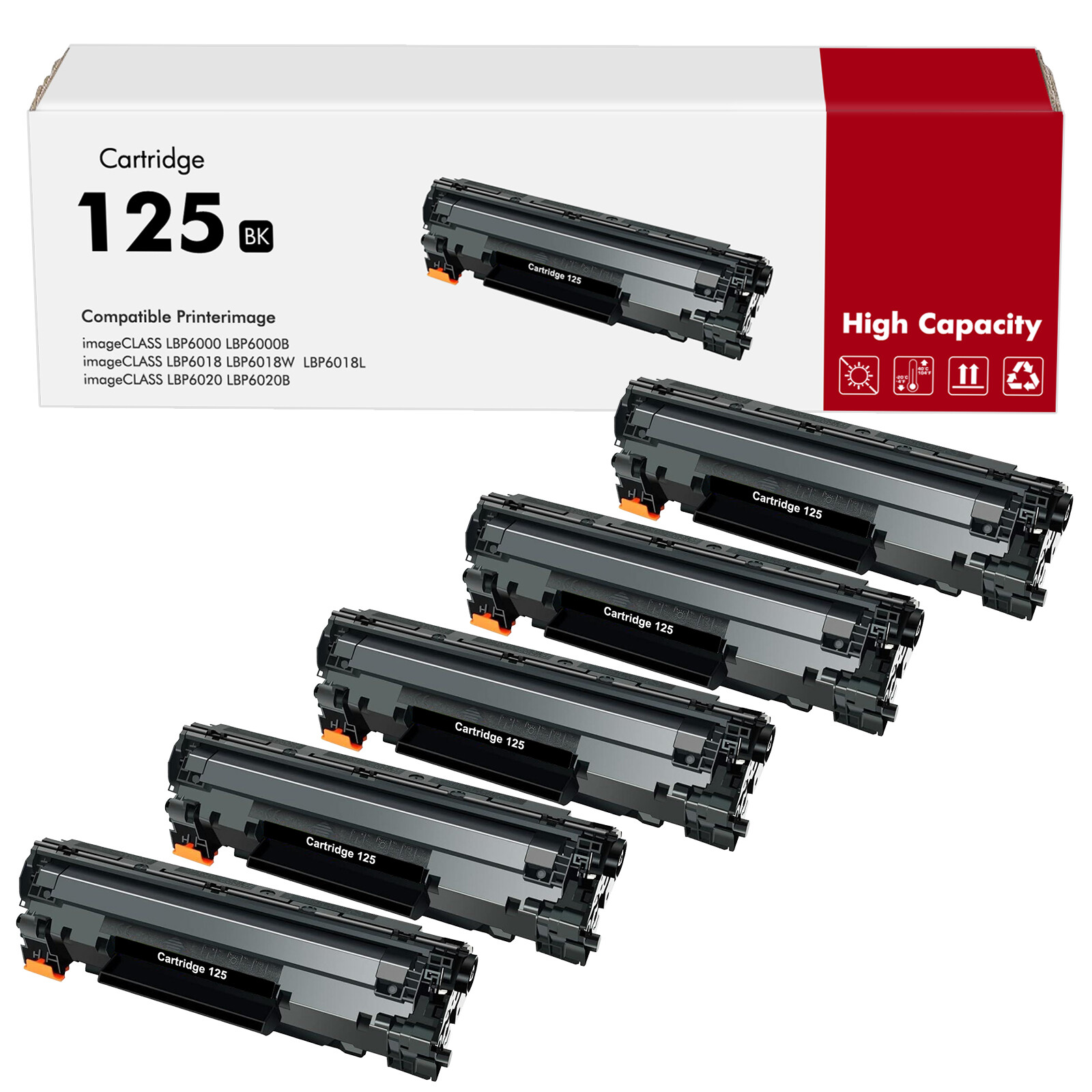 5x CRG-125 High Yield Toner Compatible for Canon 125 imageCLASS LBP6000 LBP6030w