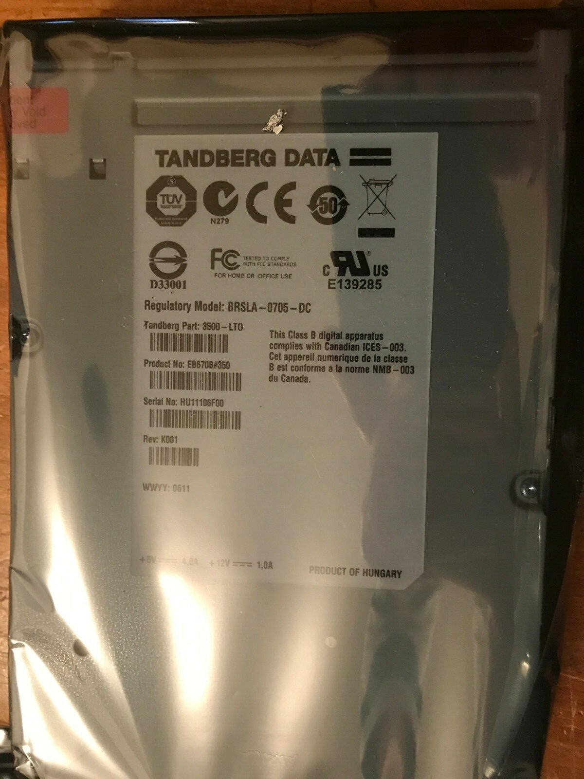 Tandberg Data 3500-LTO HP EB670B#350 800Gb Tape drive ULTRIUM LTO-3 SAS LTO3