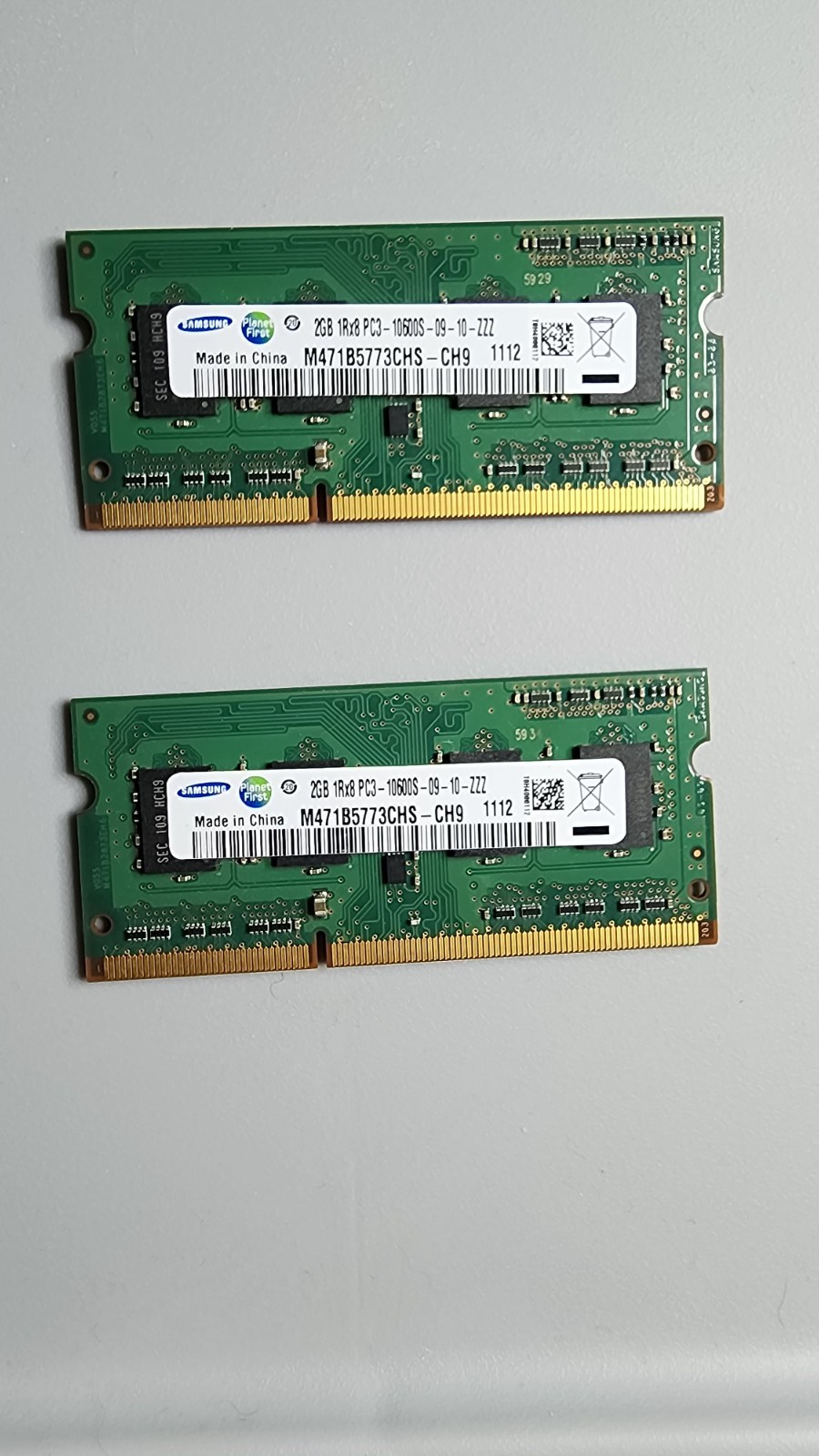 2x Samsung 2GB DDR3 1333MHz PC3-10600S SODIMM Laptop RAM M471B5773CHS