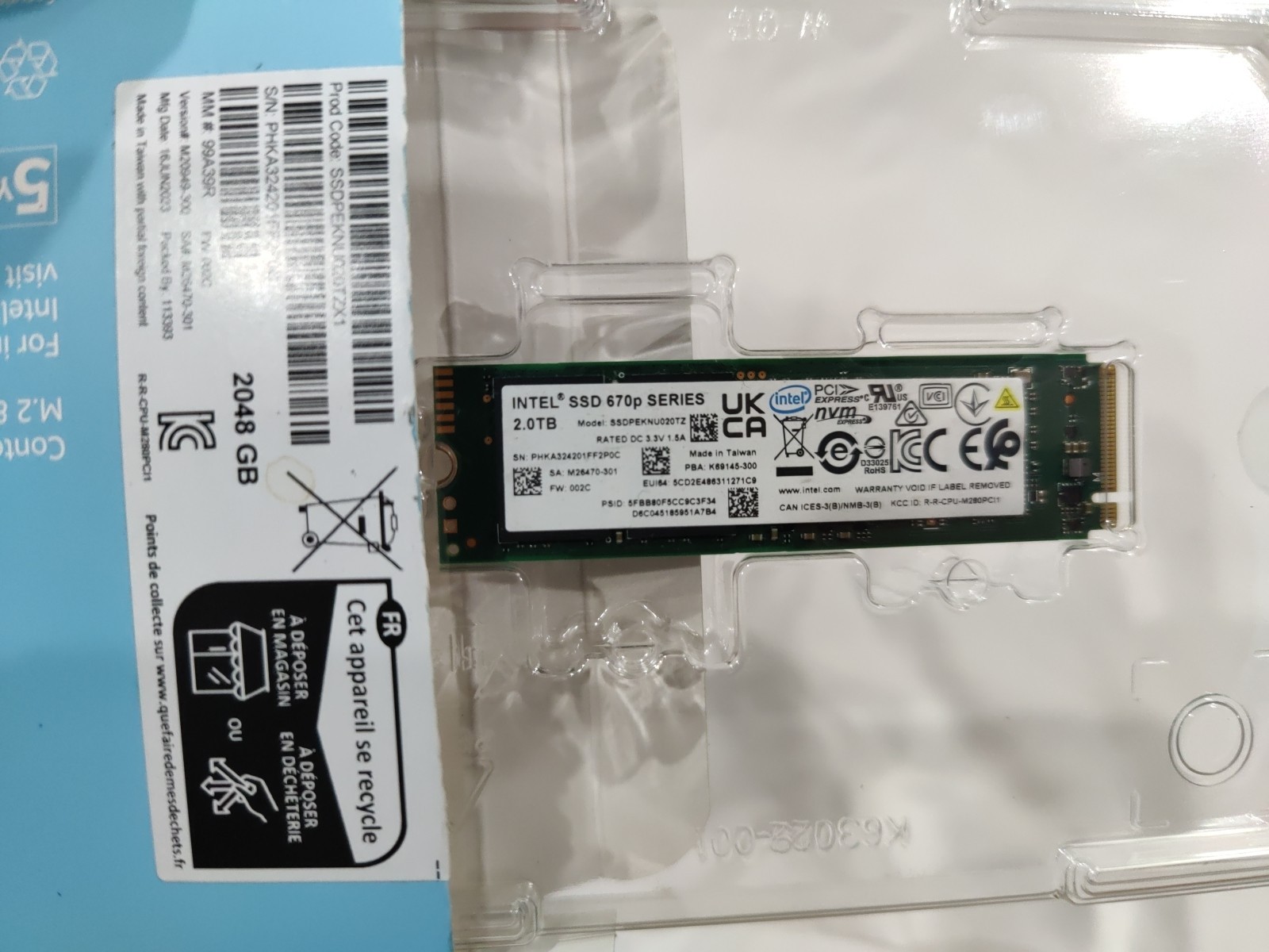 Used Intel 670p Series 2TB NVMe M.2 2280 PCIe SSD | SSDPEKNU020TZ | In Box