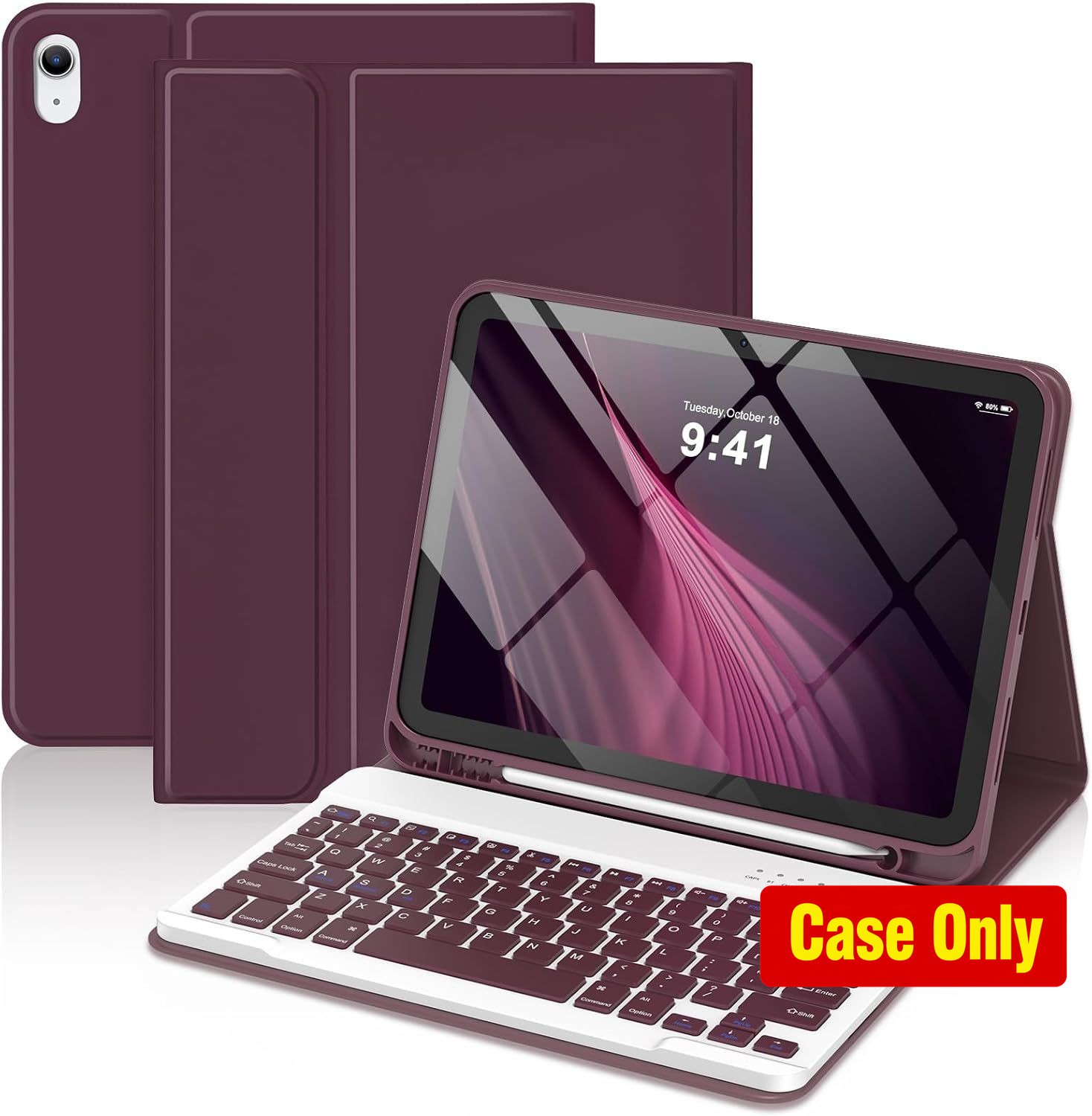 Keyboard Case for iPad 10th 11th Gen A16, Dark Purple, Compatible with 2022/2023