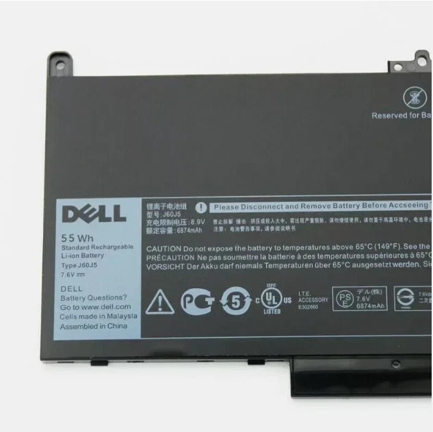 Genuine OEM 55Wh J60J5 Battery for Dell Latitude 12 7000 7270 14 7000 7470 MC34Y