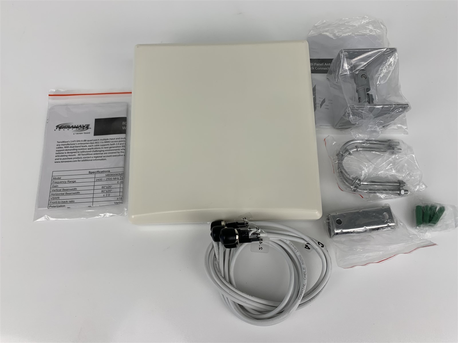 Terrawave 802.11n Quad Patch MIMO Antenna with RPTNC Plug M6060060MP1D43602