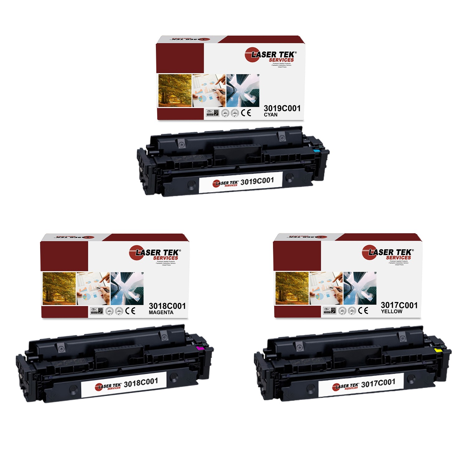 3Pk LTS 055H CMY Compatible for Canon ImageClass LBP660C, MF740C Toner