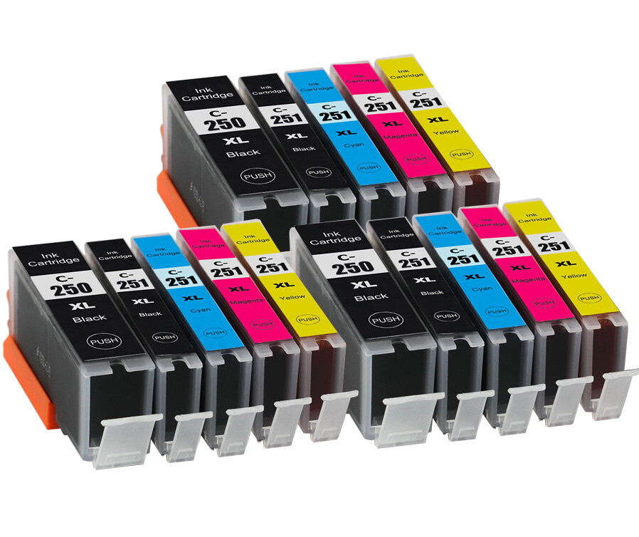 15P Premium XL Printer Ink for Canon PGI-250 CLI-251 MX722 MG6420 MG5420 iX6820