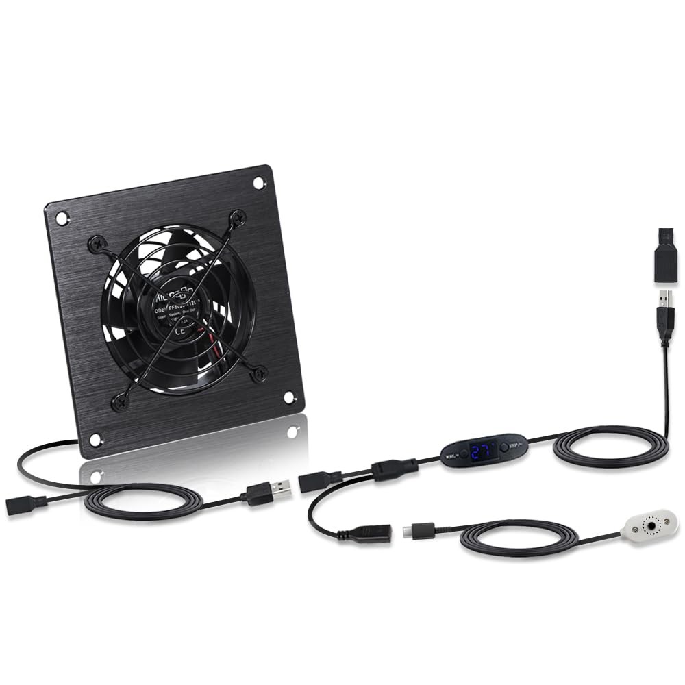80mm Temperature-Controlled USB/DC Silent Cooling Fan - 5V/12V Dual Voltage,4...